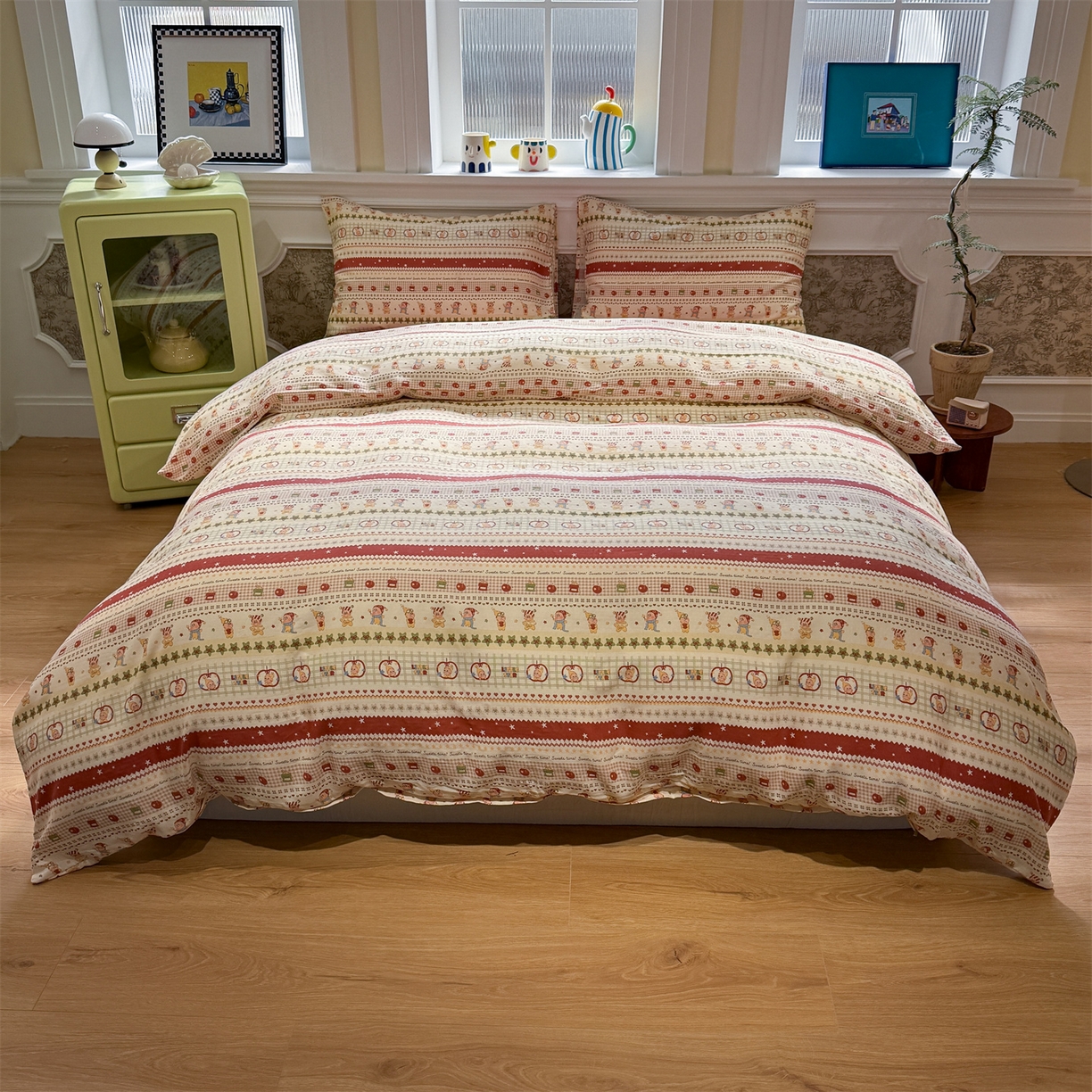 91家纺网 家纺一手货源 找家纺 （总）塞纳 2026新款.全棉有氧双层纱四件套-场景二