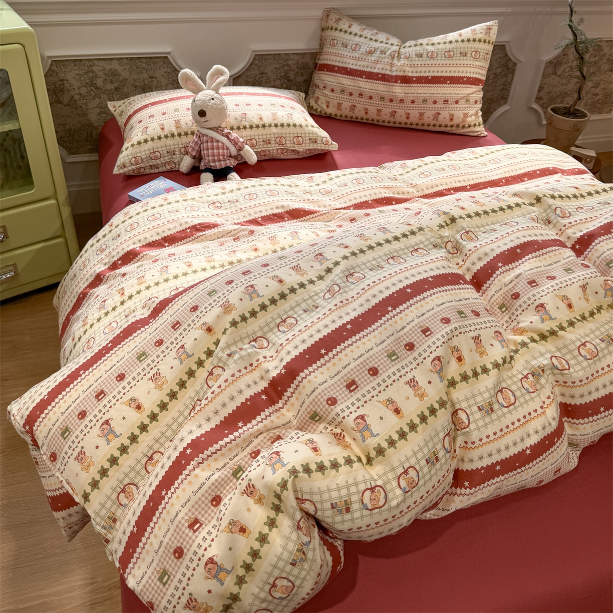 91家纺网 家纺一手货源 找家纺 （总）塞纳 2026新款.全棉有氧双层纱四件套-场景二