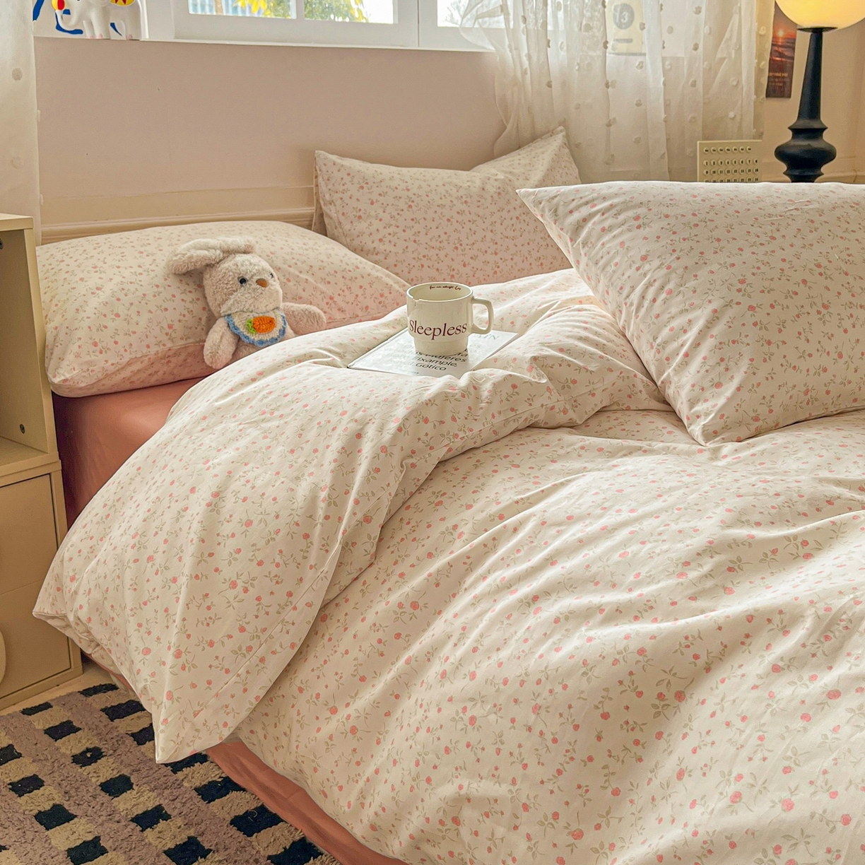 91家纺网 家纺一手货源 找家纺 柠馨 2026春夏新款13372全棉纯棉印花四件套-芙拉系列 绵密