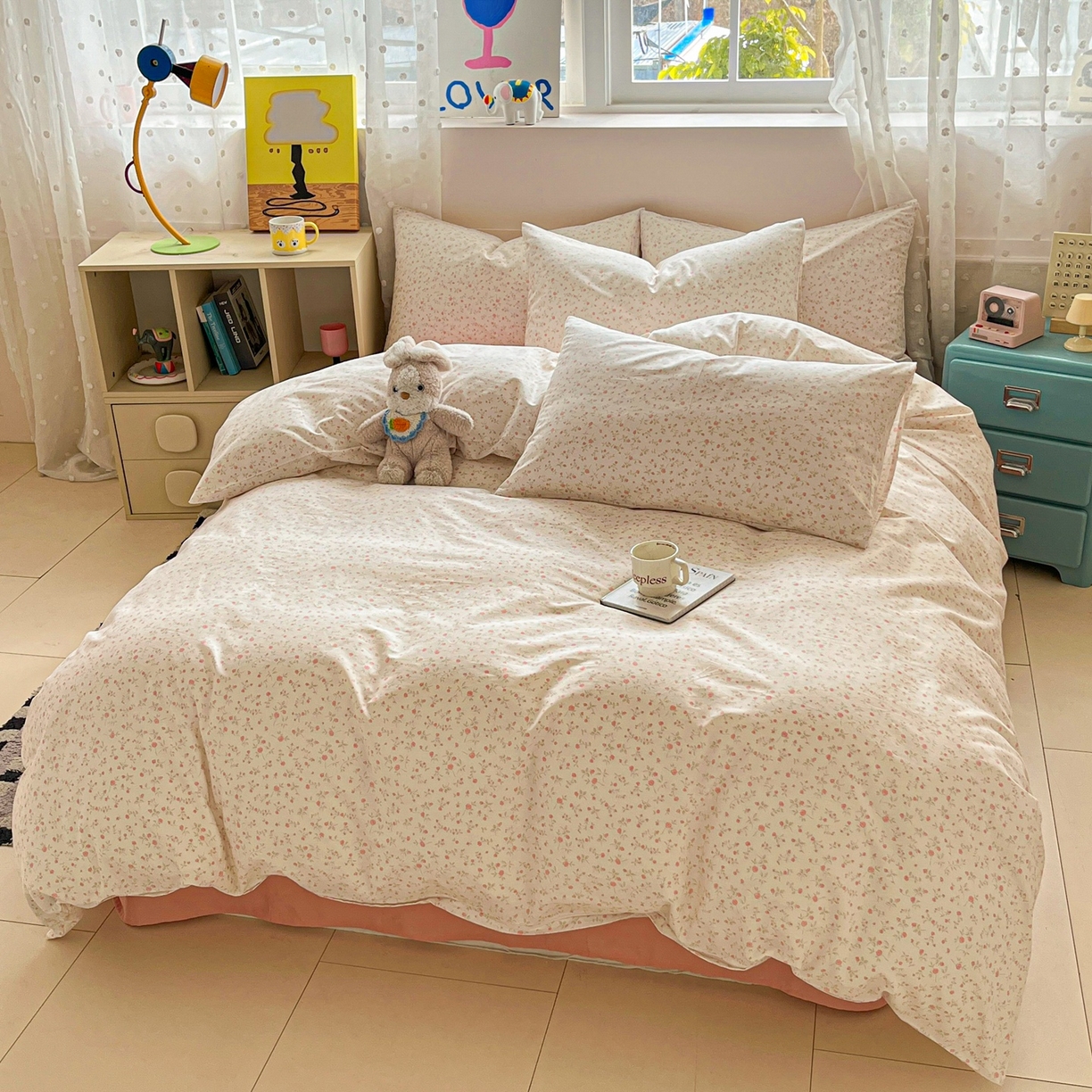 91家纺网 家纺一手货源 找家纺 柠馨 2026春夏新款13372全棉纯棉印花四件套-芙拉系列 绵密