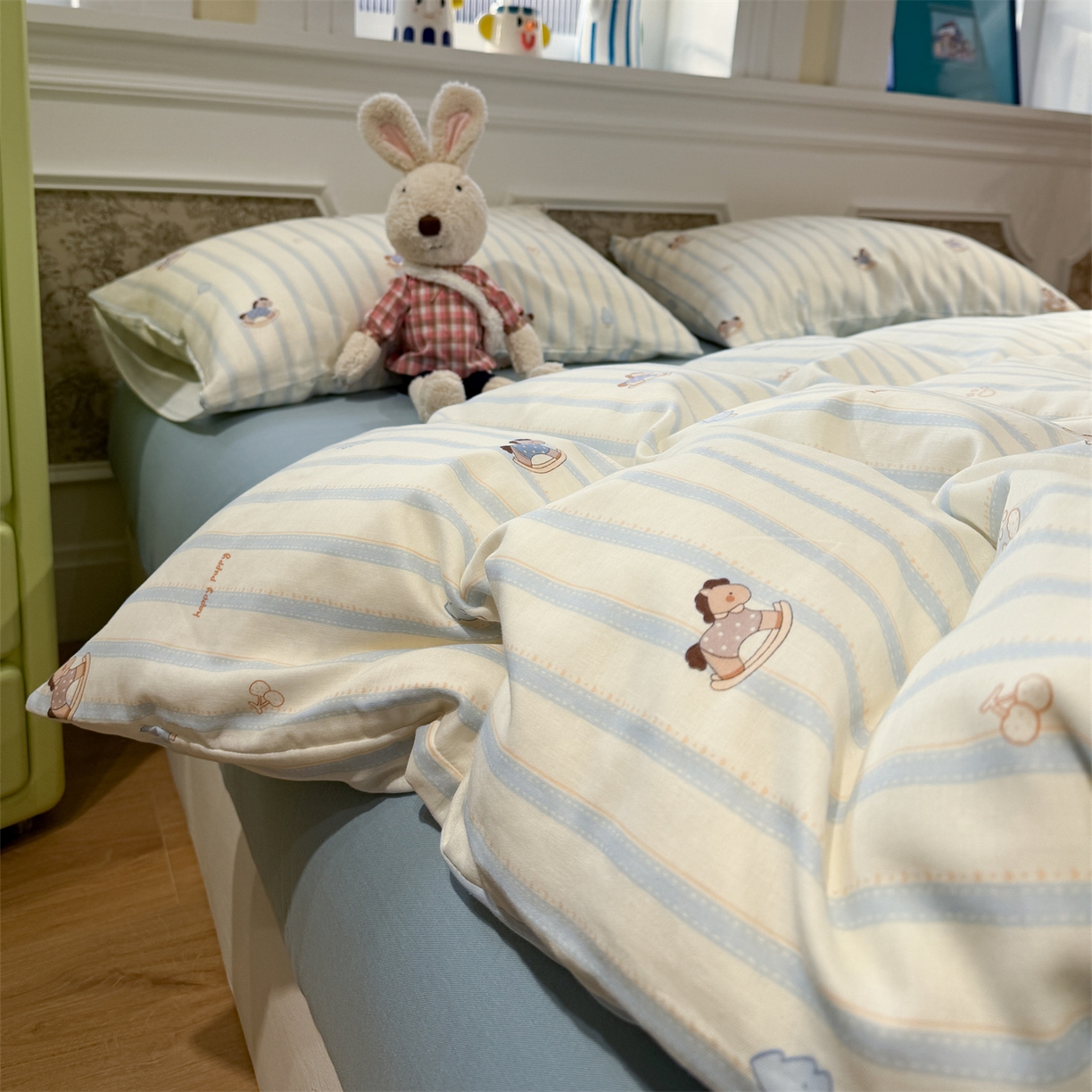 塞纳 2026新款.全棉有氧双层纱四件套-场景二 晴空海岸线