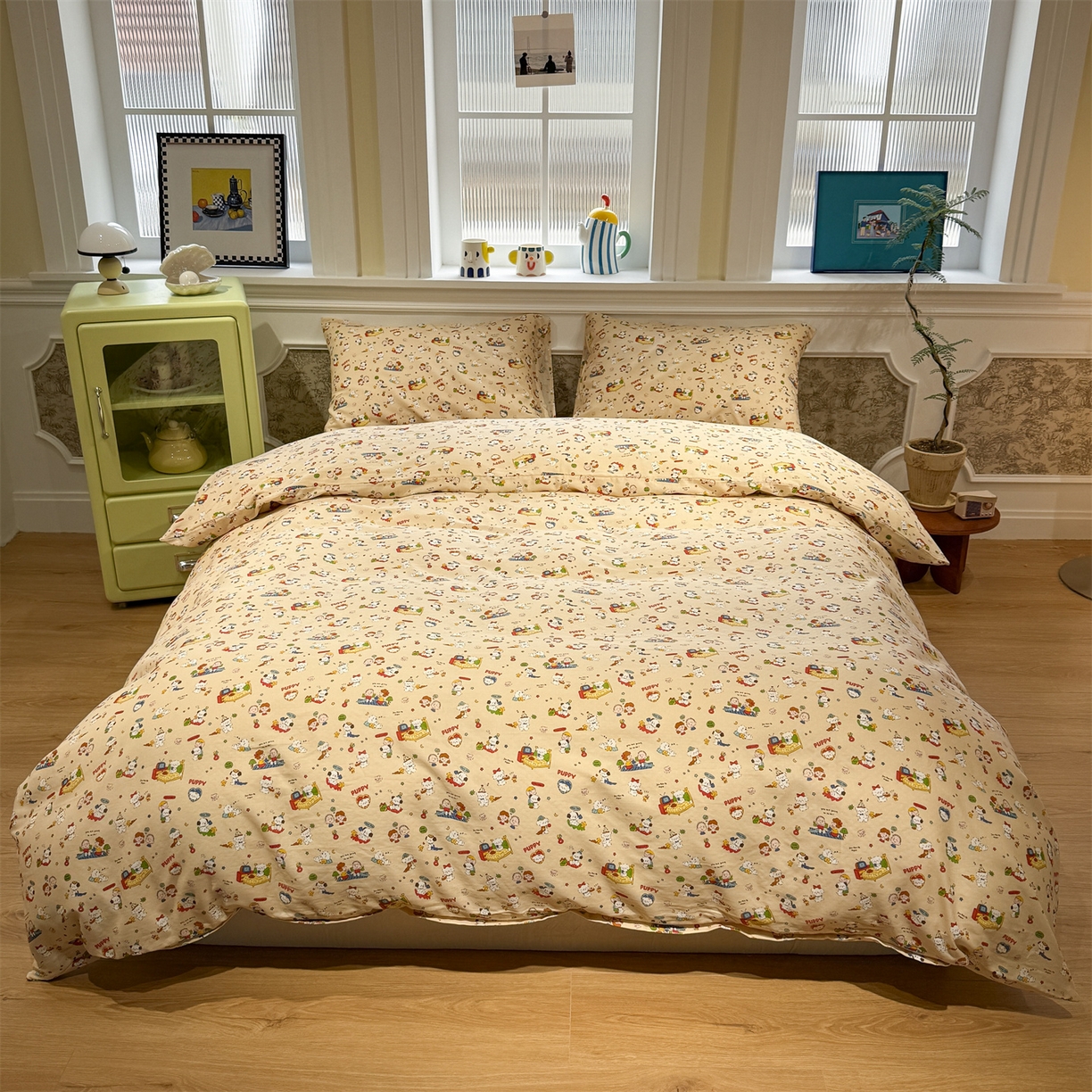 91家纺网 家纺一手货源 找家纺 塞纳 2026新款.全棉有氧双层纱四件套-场景二 游乐园