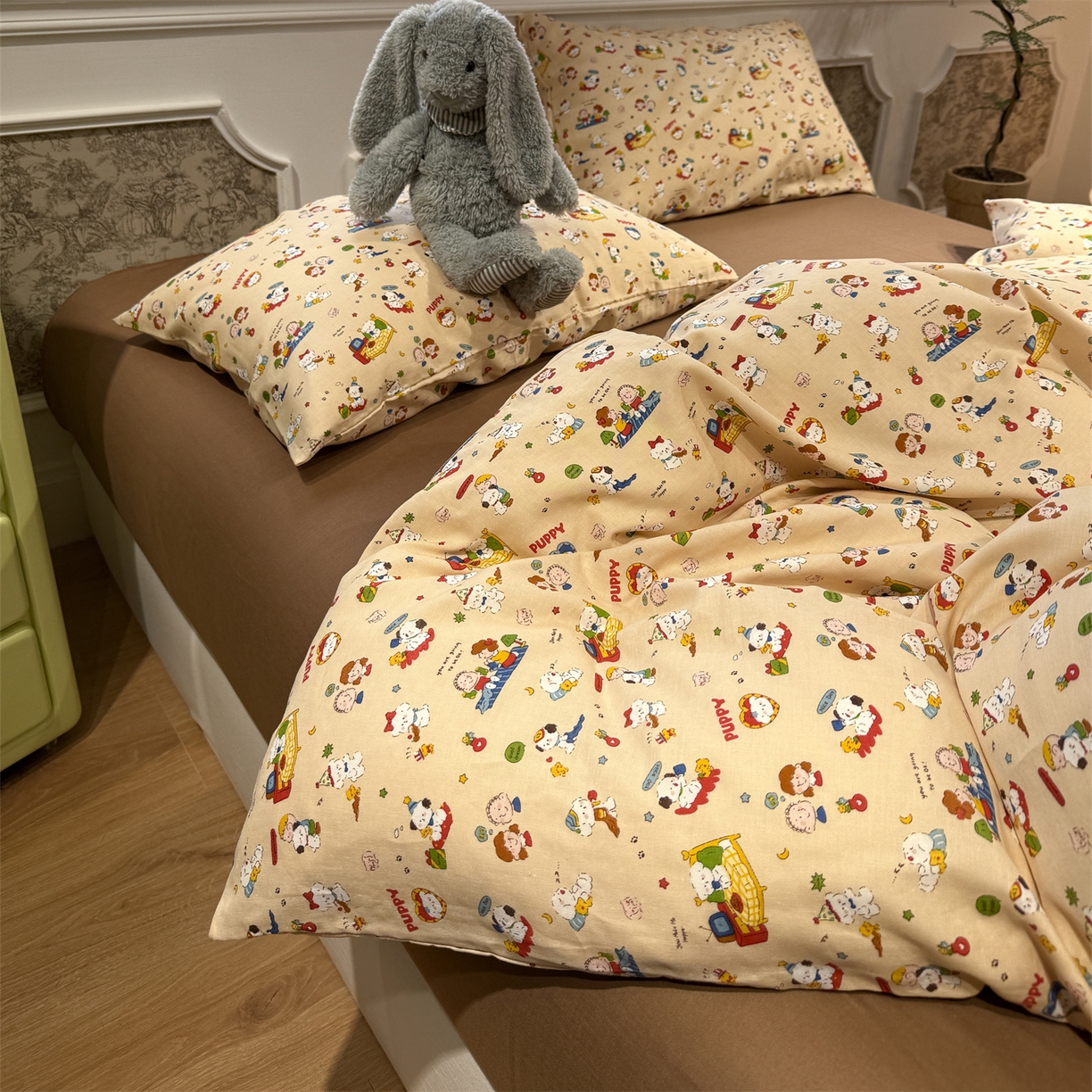 91家纺网 家纺一手货源 找家纺 塞纳 2026新款.全棉有氧双层纱四件套-场景二 游乐园