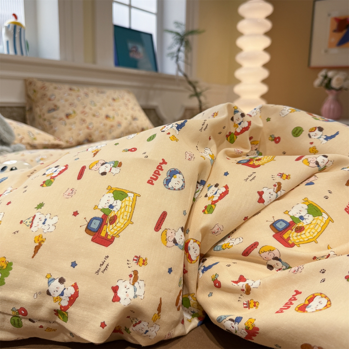 91家纺网 家纺一手货源 找家纺 塞纳 2026新款.全棉有氧双层纱四件套-场景二 游乐园