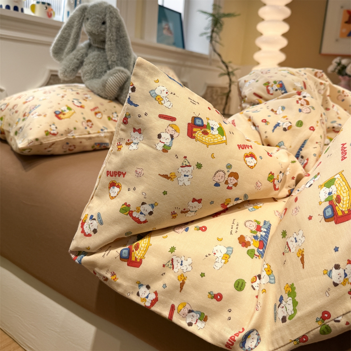 91家纺网 家纺一手货源 找家纺 塞纳 2026新款.全棉有氧双层纱四件套-场景二 游乐园