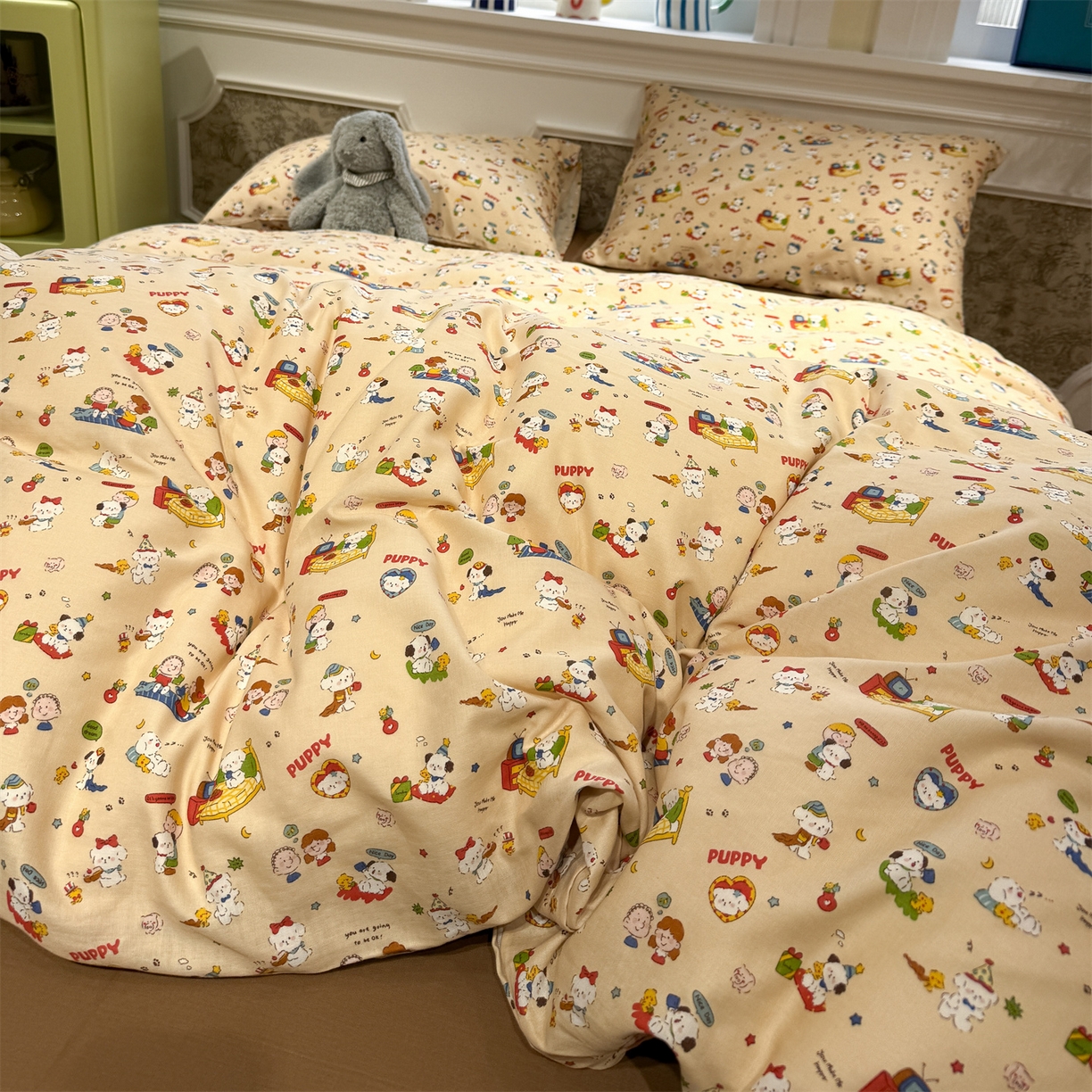 91家纺网 家纺一手货源 找家纺 塞纳 2026新款.全棉有氧双层纱四件套-场景二 游乐园