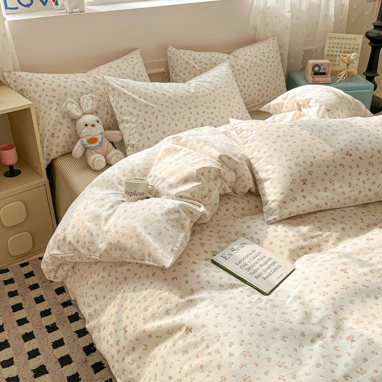 91家纺网 家纺一手货源 找家纺 柠馨 2026春夏新款13372全棉纯棉印花四件套-芙拉系列 星愿