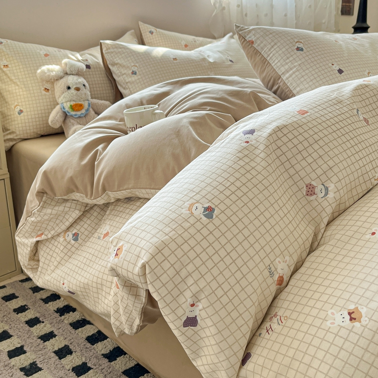 柠馨 2026春夏新款13372全棉纯棉印花四件套-芙拉系列 阳光兔叽