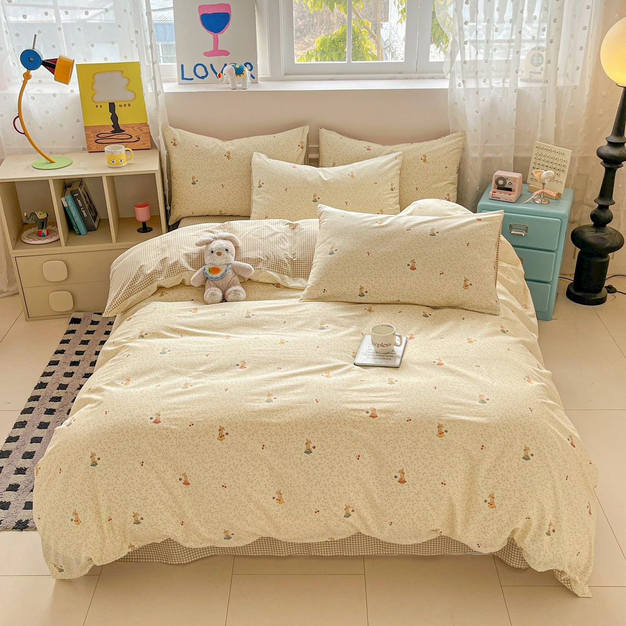 91家纺网 家纺一手货源 找家纺 柠馨 2026春夏新款13372全棉纯棉印花四件套-芙拉系列 奶糖甜心