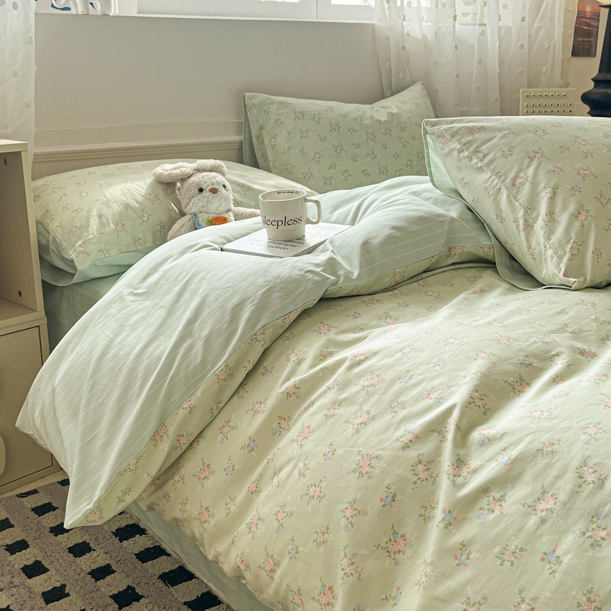 91家纺网 家纺一手货源 找家纺 柠馨 2026春夏新款13372全棉纯棉印花四件套-芙拉系列 舒荷