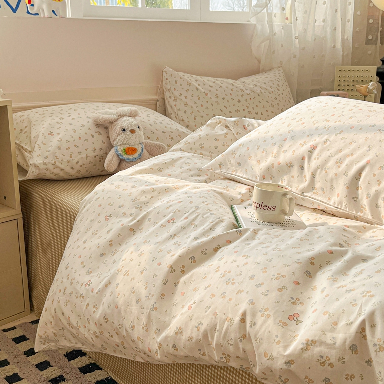 91家纺网 家纺一手货源 找家纺 柠馨 2026春夏新款13372全棉纯棉印花四件套-芙拉系列 星愿