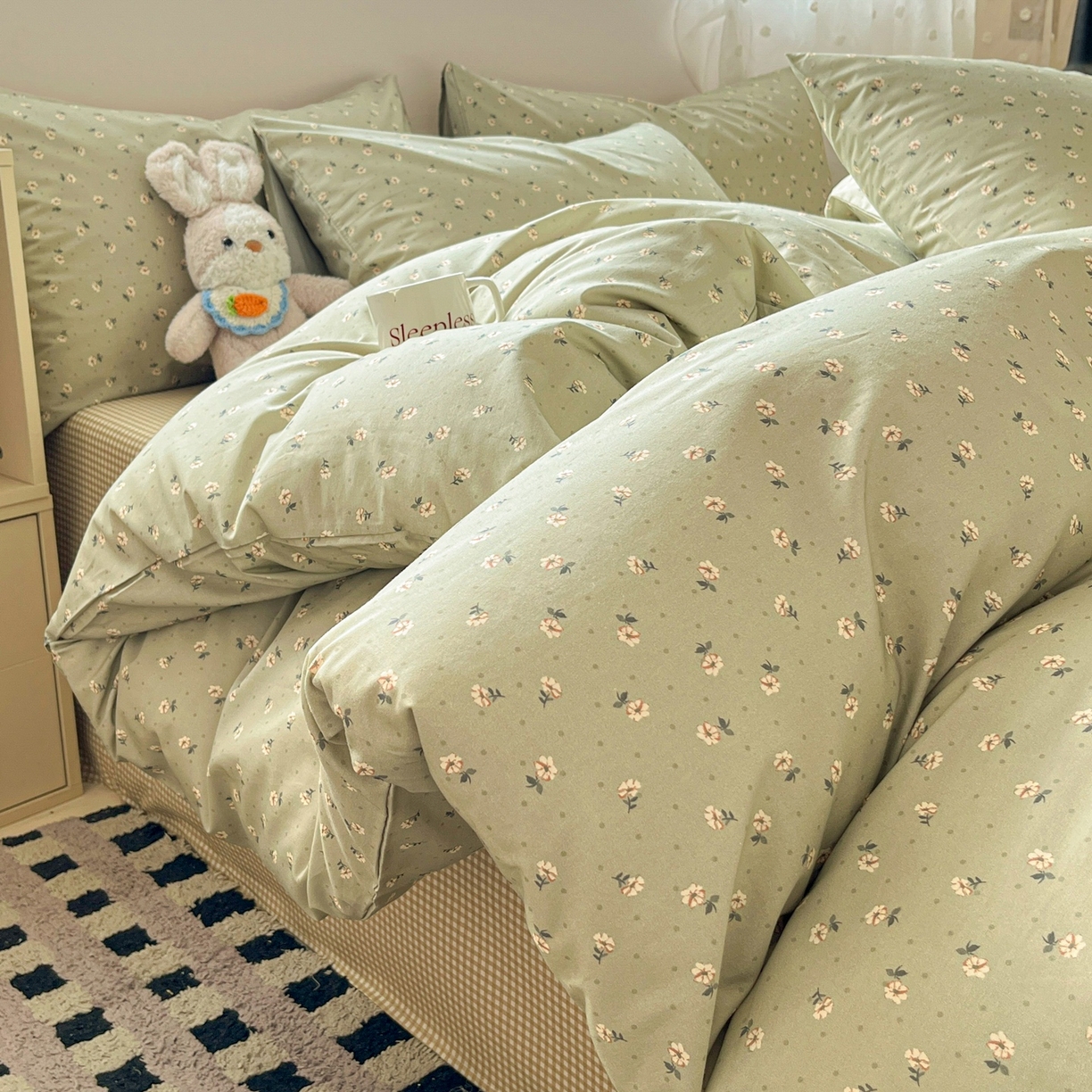 柠馨 2026春夏新款13372全棉纯棉印花四件套-芙拉系列 浅陌