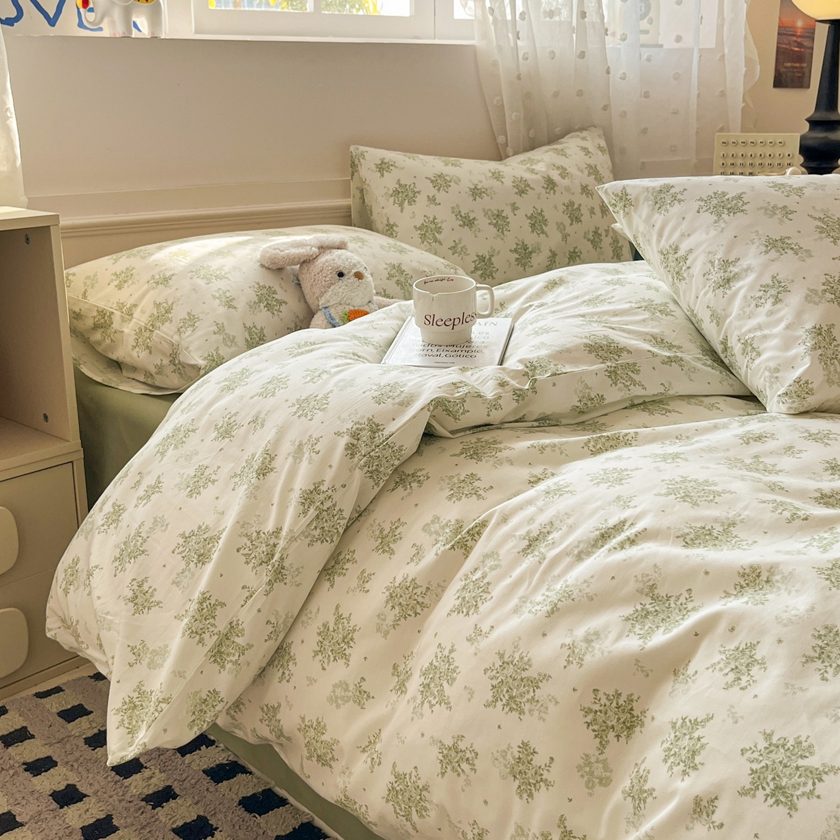 91家纺网 家纺一手货源 找家纺 柠馨 2026春夏新款13372全棉纯棉印花四件套-芙拉系列 流岚