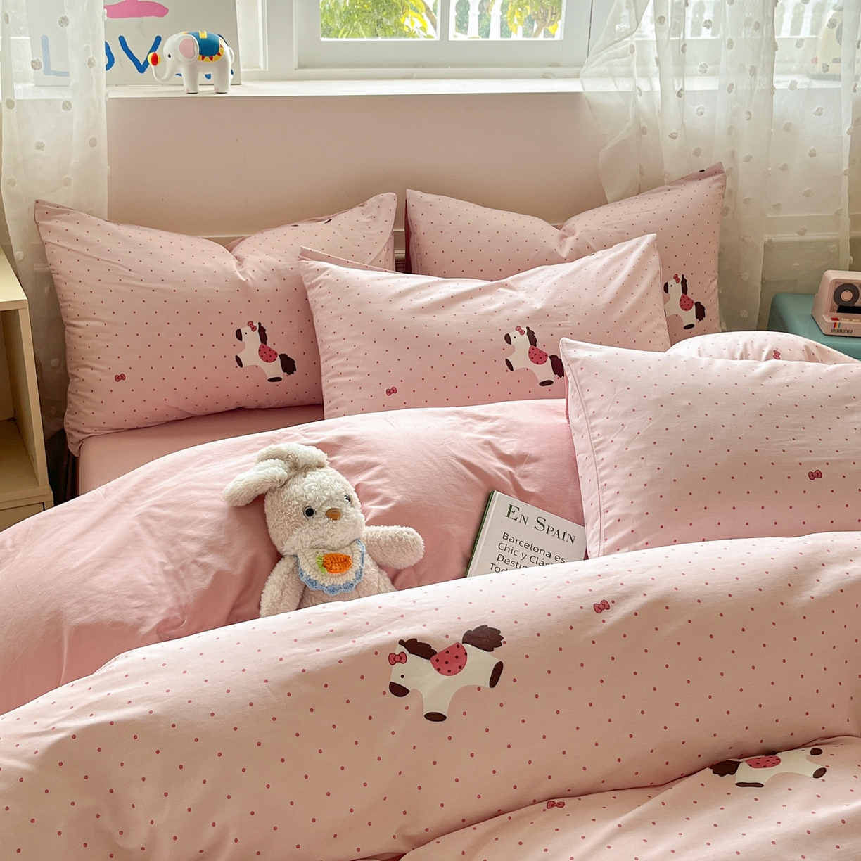 91家纺网 家纺一手货源 找家纺 柠馨 2026春夏新款13372全棉纯棉印花四件套-芙拉系列 小马泼莉