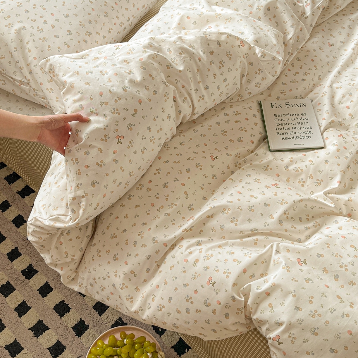 91家纺网 家纺一手货源 找家纺 柠馨 2026春夏新款13372全棉纯棉印花四件套-芙拉系列 星愿