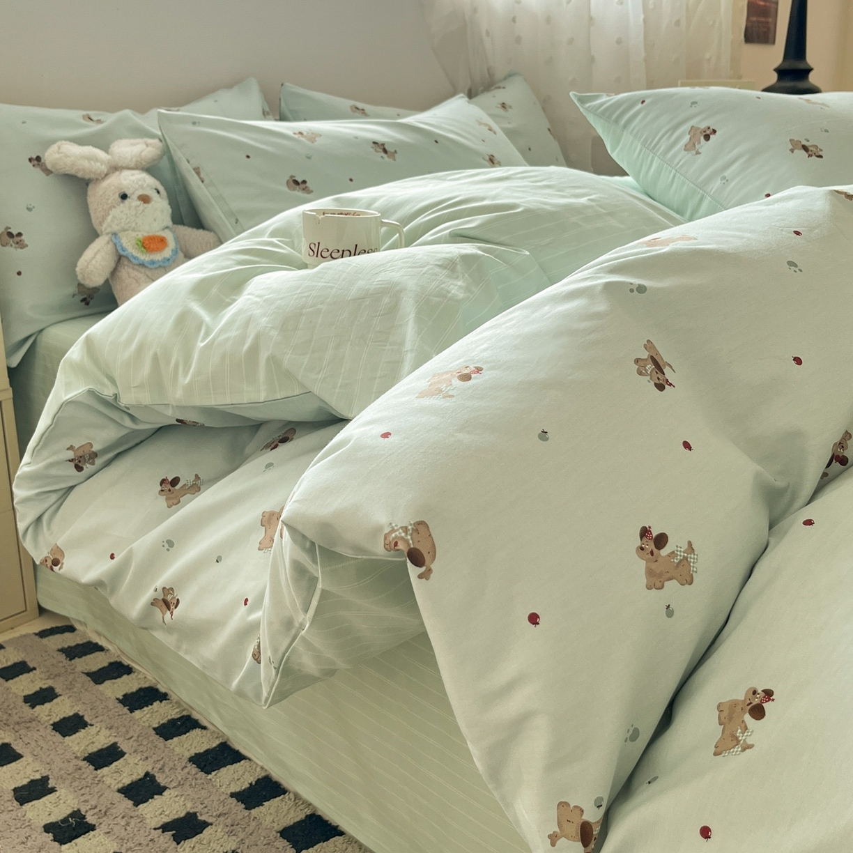 柠馨 2026春夏新款13372全棉纯棉印花四件套-芙拉系列 甜美萌宠