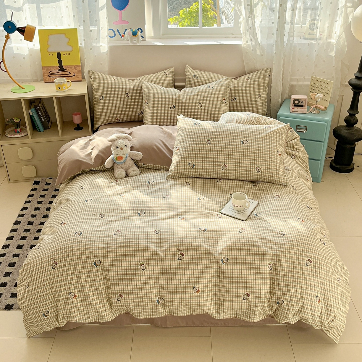 91家纺网 家纺一手货源 找家纺 柠馨 2026春夏新款13372全棉纯棉印花四件套-芙拉系列 甜美博士