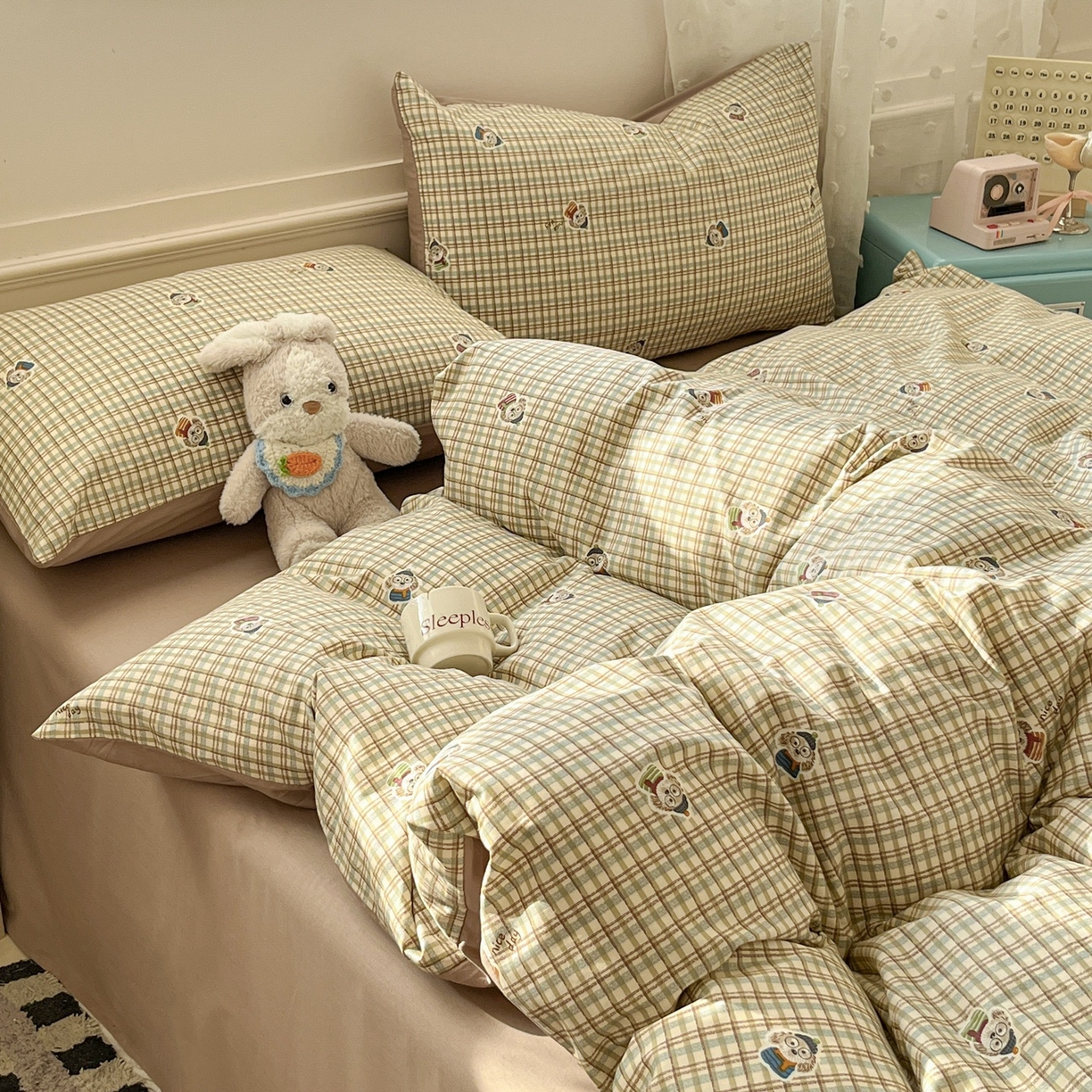 91家纺网 家纺一手货源 找家纺 柠馨 2026春夏新款13372全棉纯棉印花四件套-芙拉系列 甜美博士