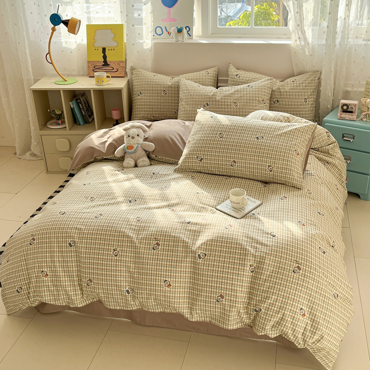 91家纺网 家纺一手货源 找家纺 柠馨 2026春夏新款13372全棉纯棉印花四件套-芙拉系列 甜美博士