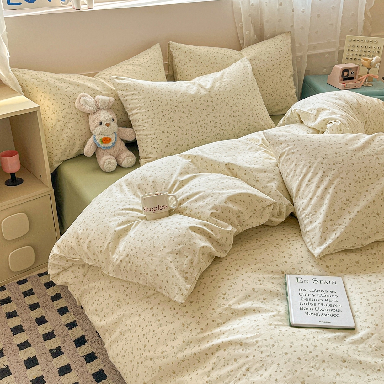 91家纺网 家纺一手货源 找家纺 柠馨 2026春夏新款13372全棉纯棉印花四件套-芙拉系列 舞纱