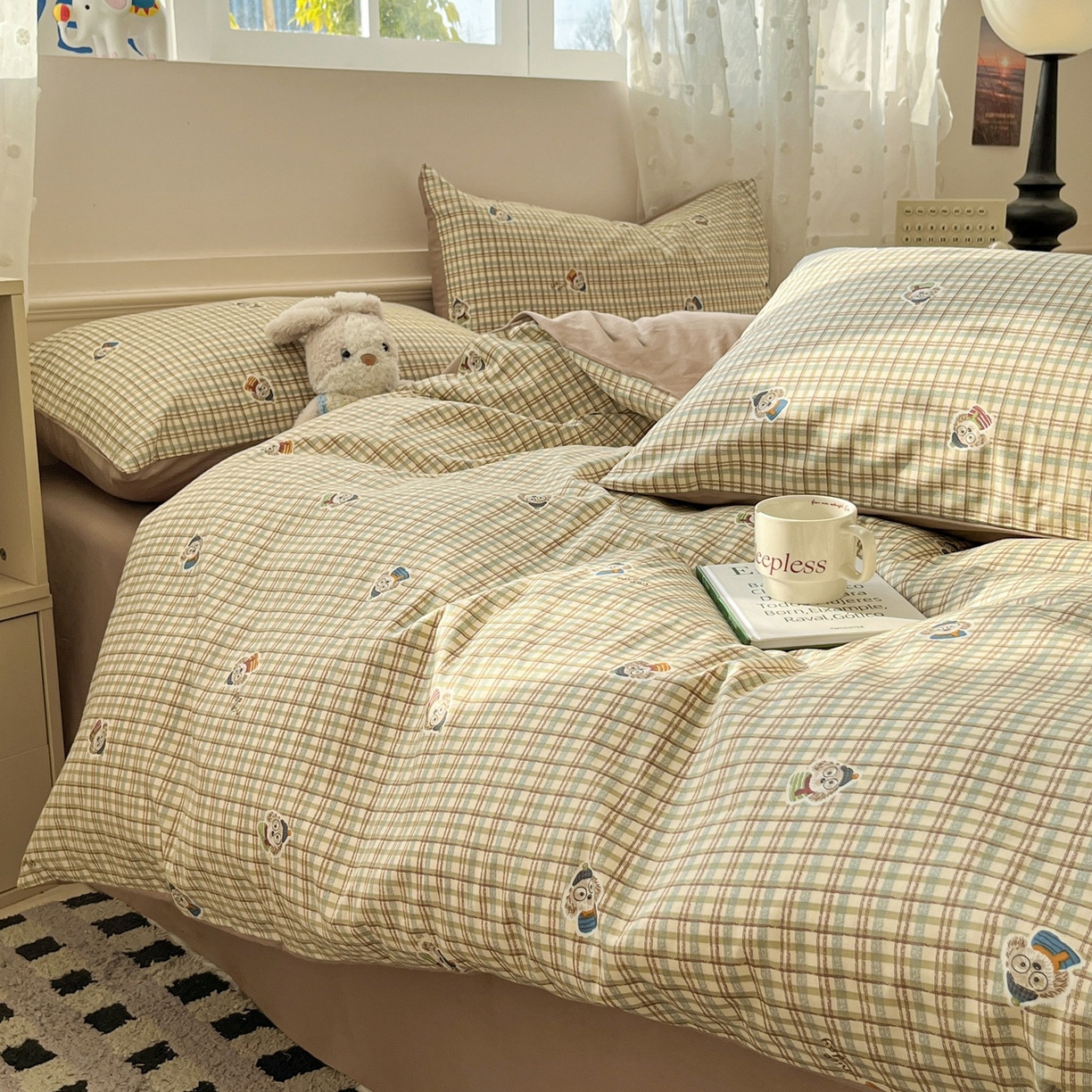 91家纺网 家纺一手货源 找家纺 柠馨 2026春夏新款13372全棉纯棉印花四件套-芙拉系列 甜美博士