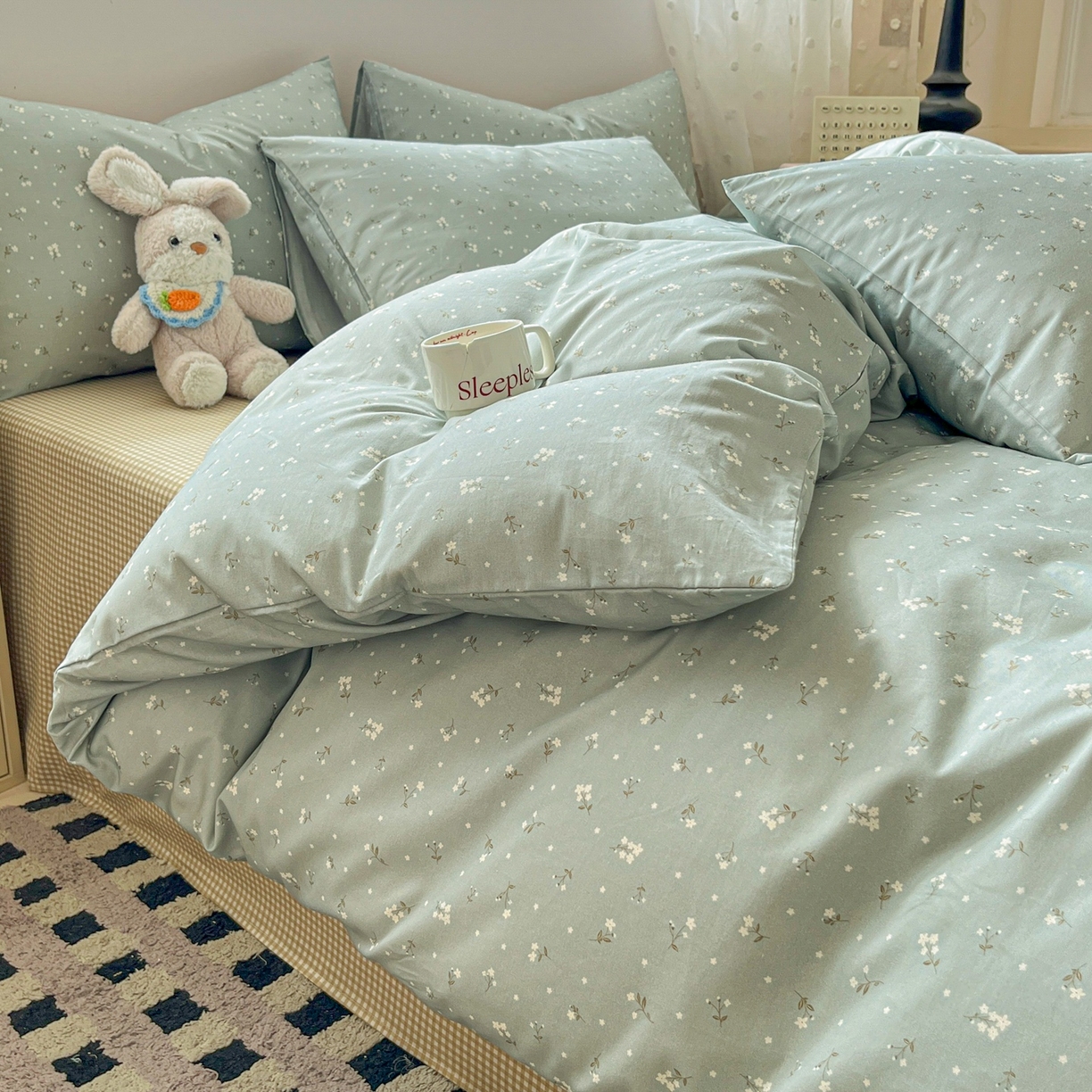 91家纺网 家纺一手货源 找家纺 柠馨 2026春夏新款13372全棉纯棉印花四件套-芙拉系列 瑾熙