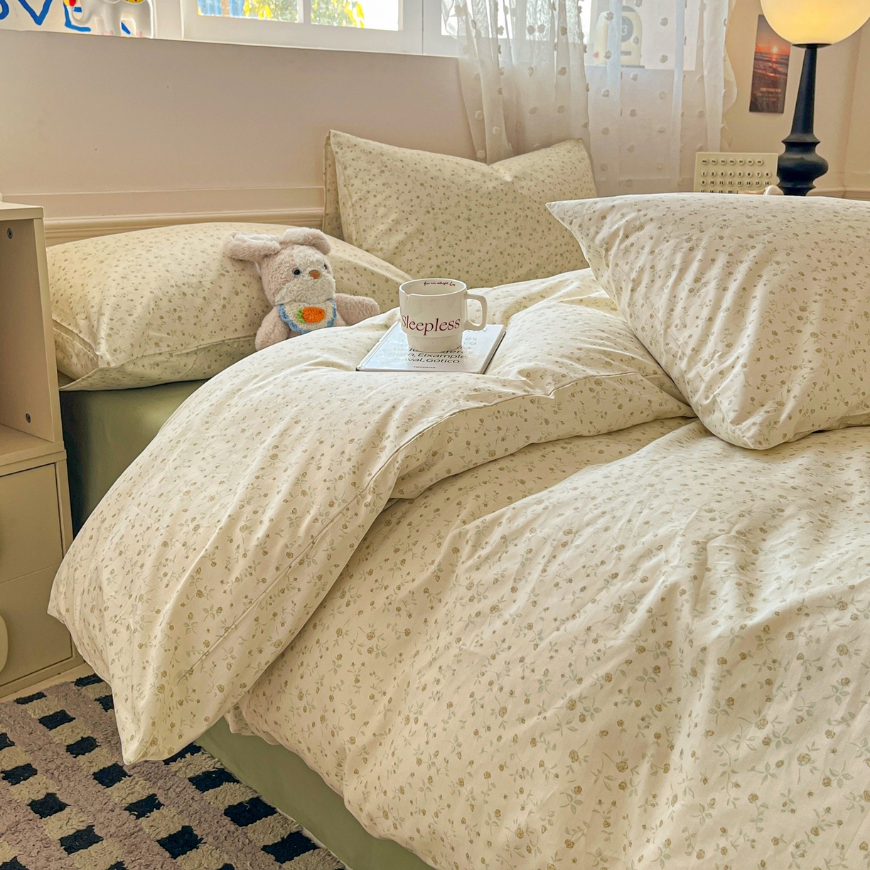 91家纺网 家纺一手货源 找家纺 柠馨 2026春夏新款13372全棉纯棉印花四件套-芙拉系列 舞纱