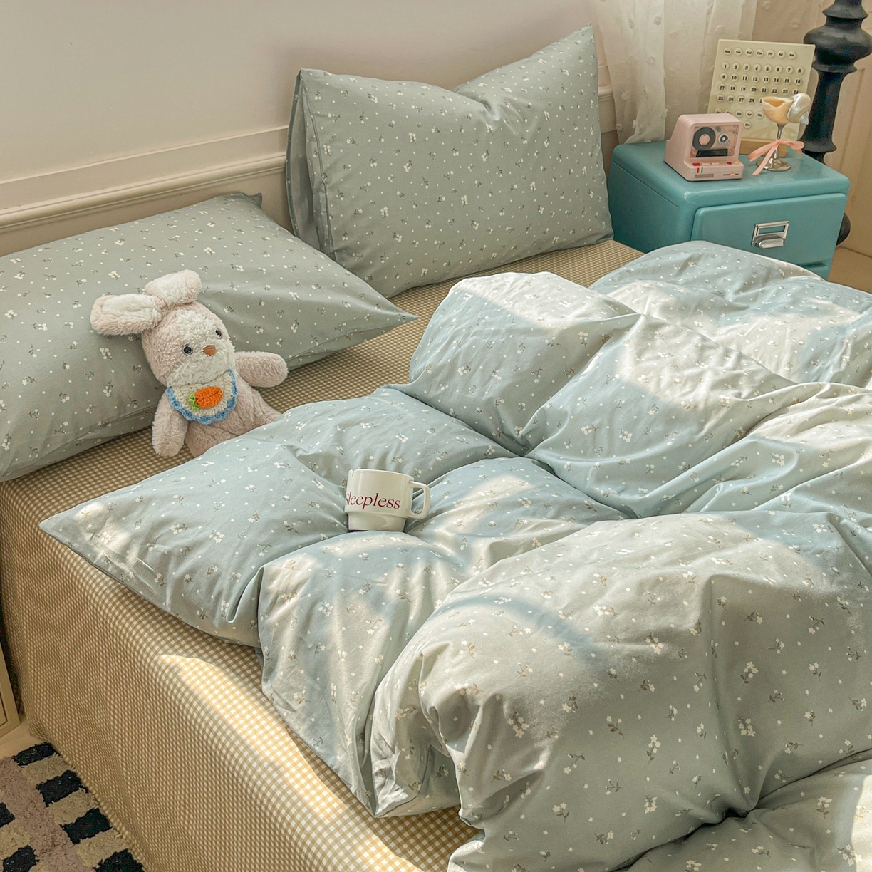 91家纺网 家纺一手货源 找家纺 柠馨 2026春夏新款13372全棉纯棉印花四件套-芙拉系列 瑾熙