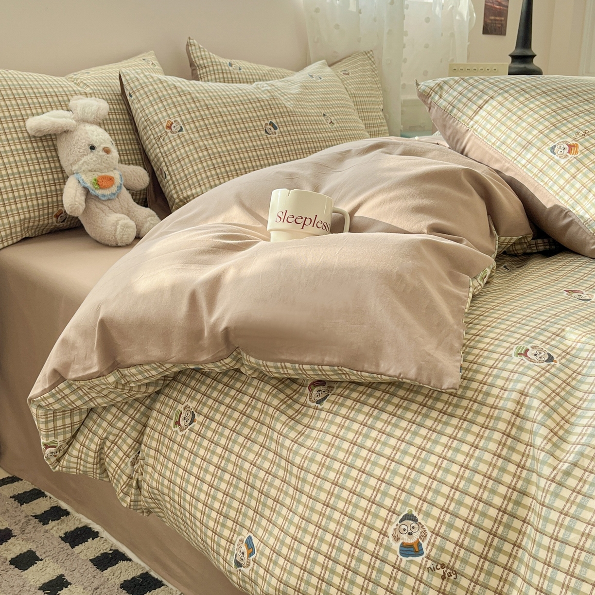 91家纺网 家纺一手货源 找家纺 柠馨 2026春夏新款13372全棉纯棉印花四件套-芙拉系列 甜美博士