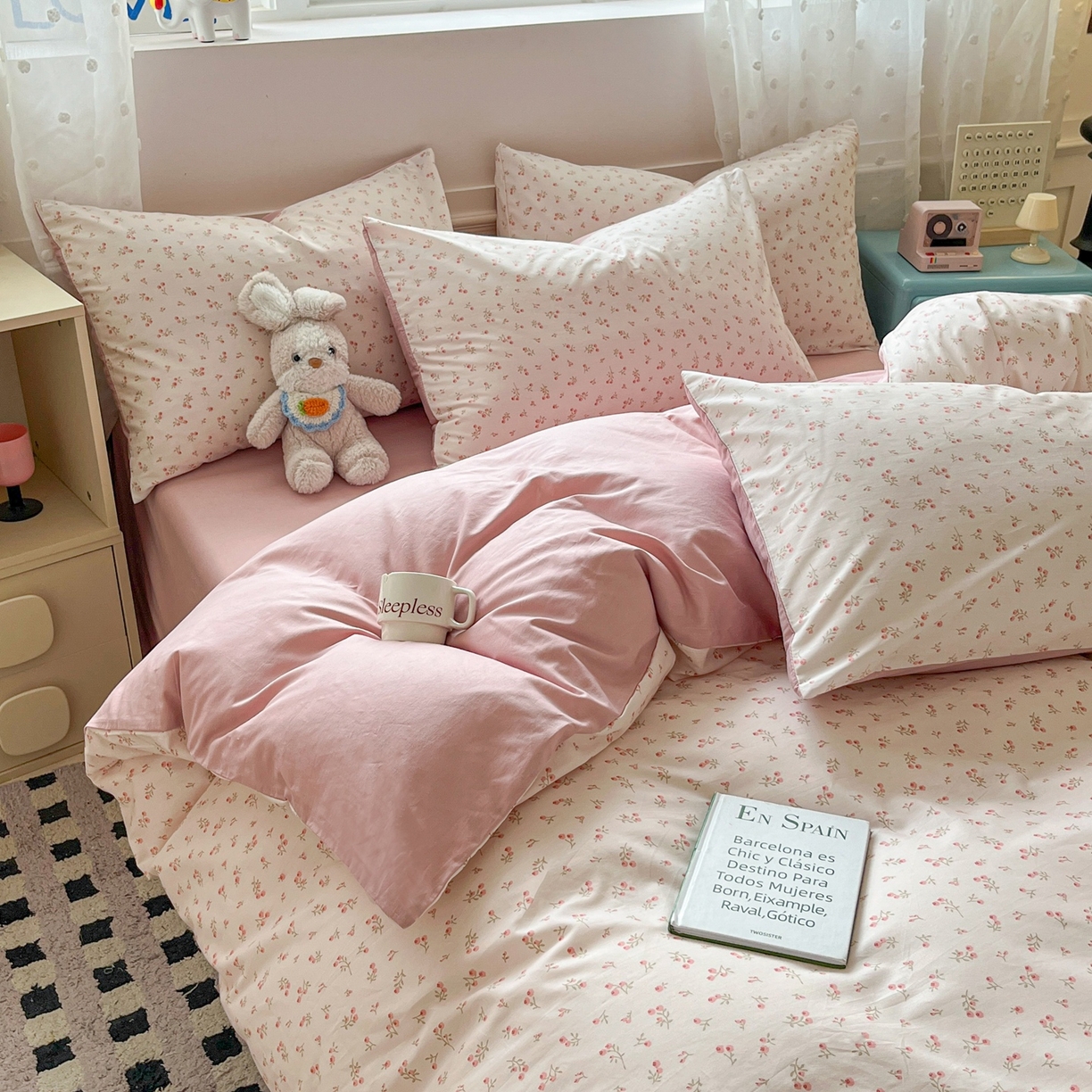 91家纺网 家纺一手货源 找家纺 柠馨 2026春夏新款13372全棉纯棉印花四件套-芙拉系列 逸云