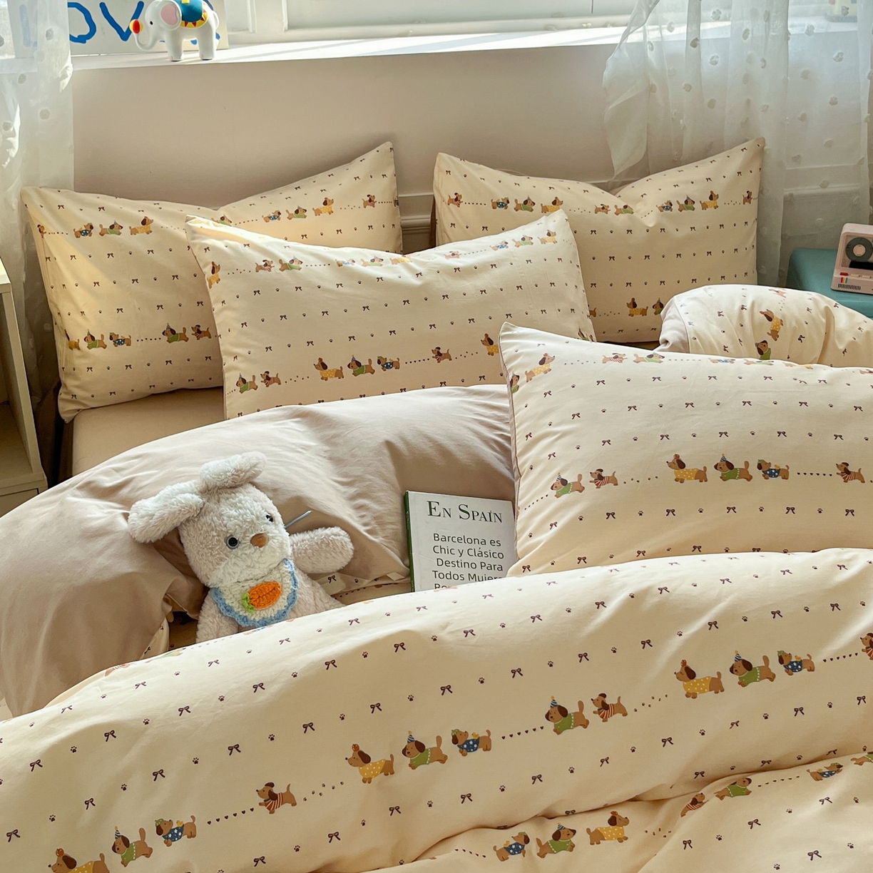 91家纺网 家纺一手货源 找家纺 柠馨 2026春夏新款13372全棉纯棉印花四件套-芙拉系列 焦糖甜心