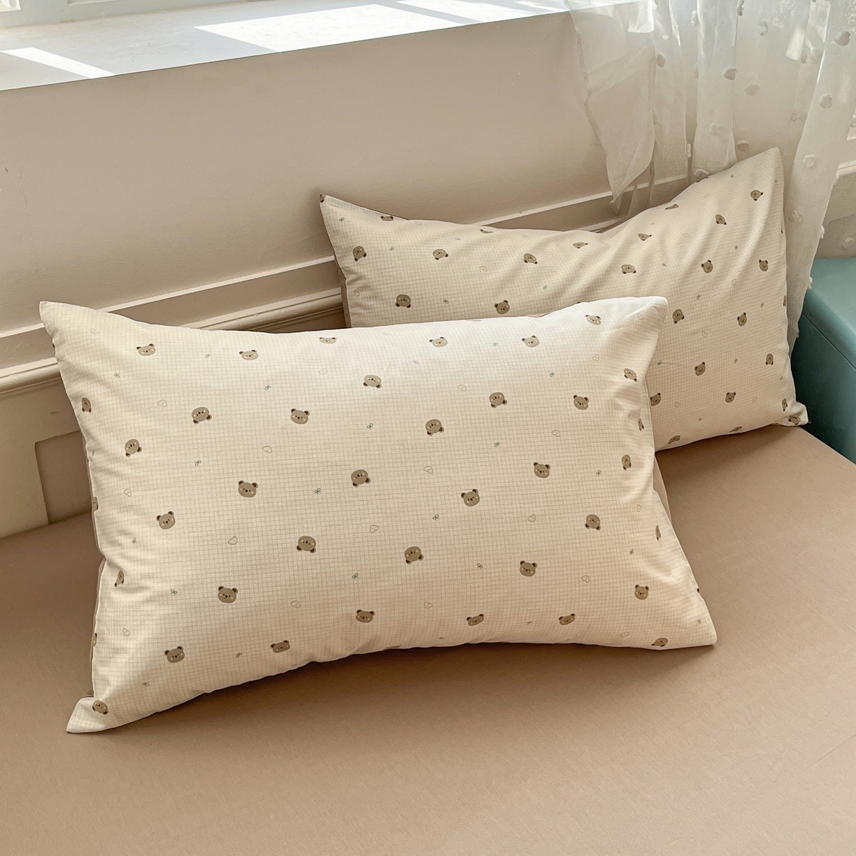 91家纺网 家纺一手货源 找家纺 柠馨 2026春夏新款13372全棉纯棉印花四件套-芙拉系列 元气熊-咖