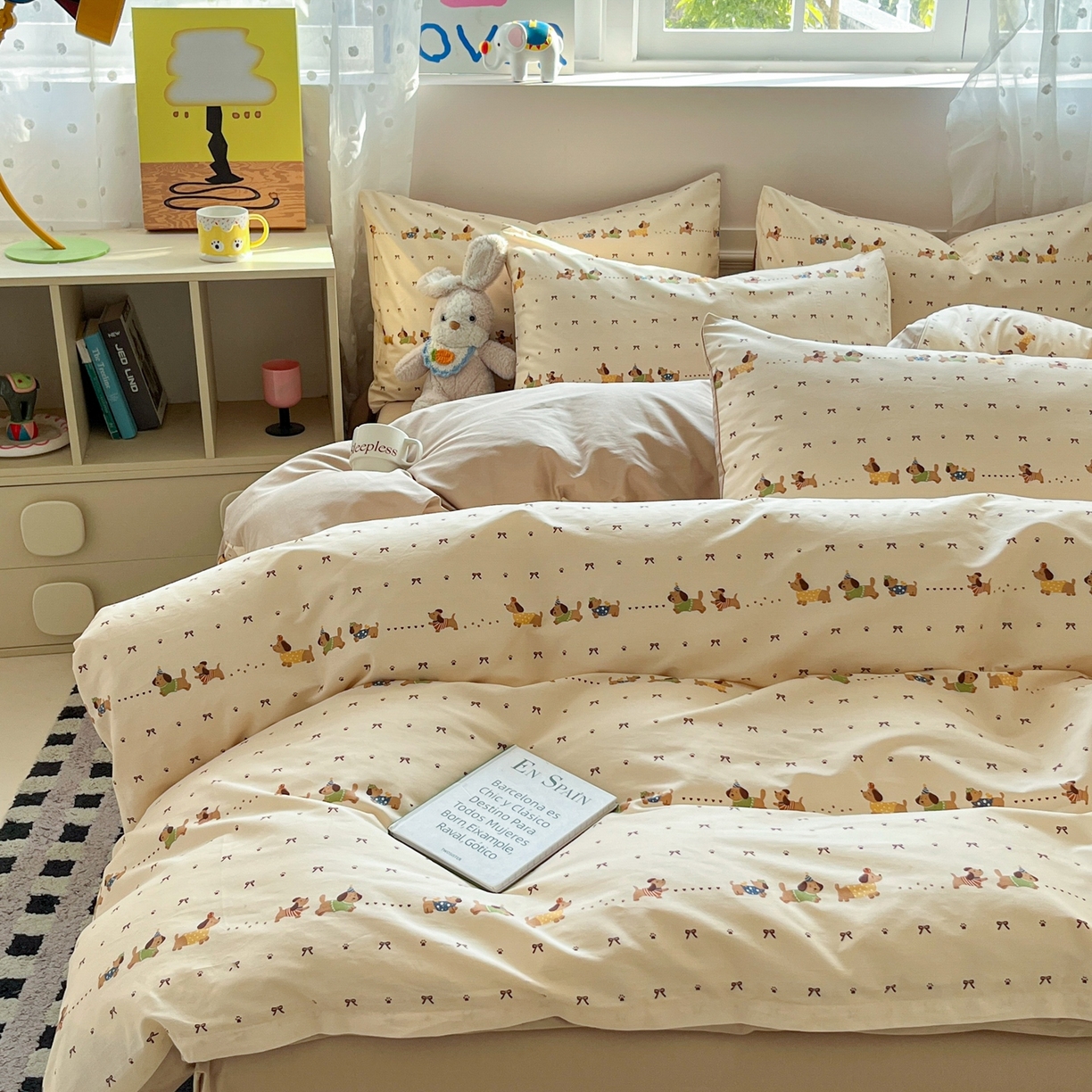 91家纺网 家纺一手货源 找家纺 柠馨 2026春夏新款13372全棉纯棉印花四件套-芙拉系列 焦糖甜心