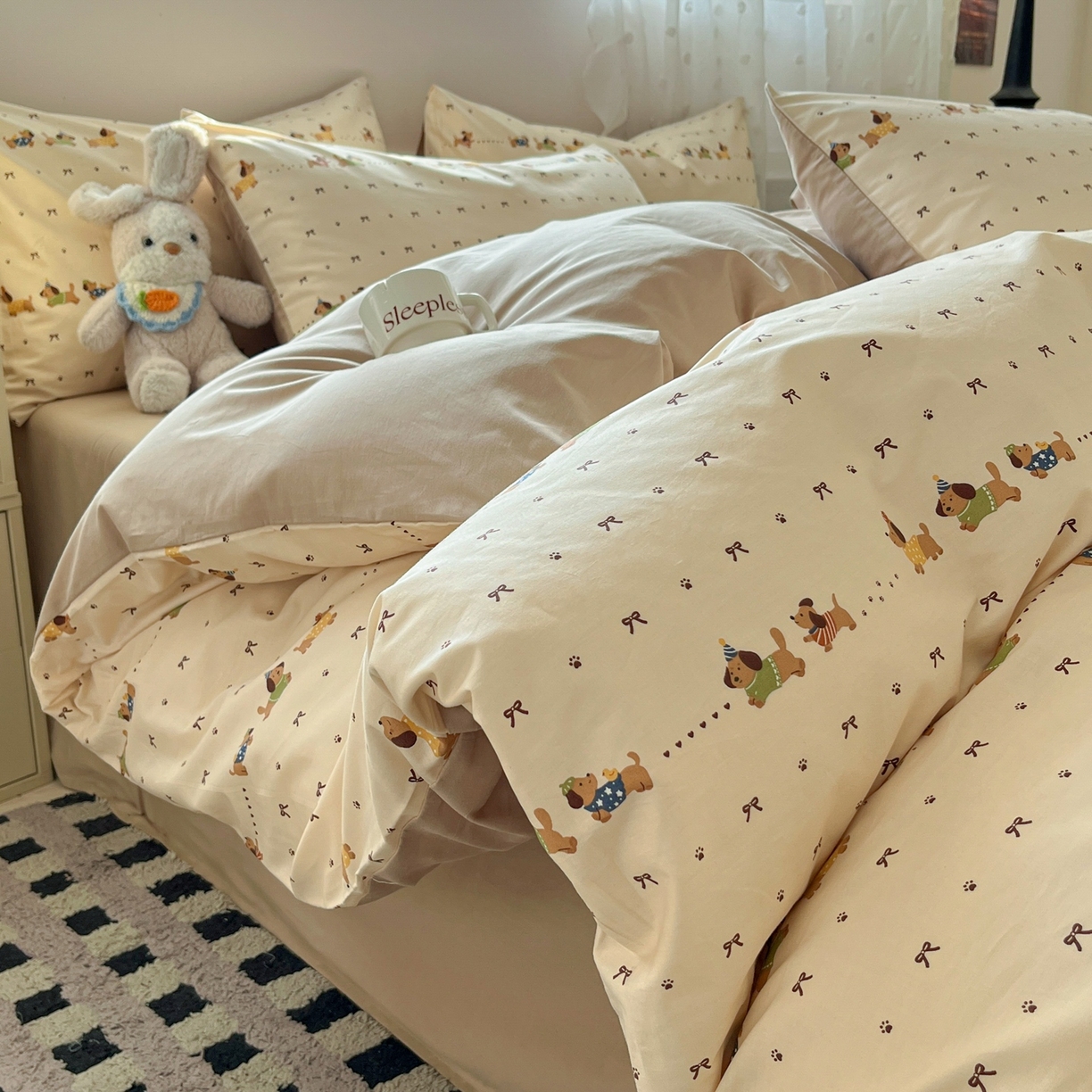 柠馨 2026春夏新款13372全棉纯棉印花四件套-芙拉系列 焦糖甜心