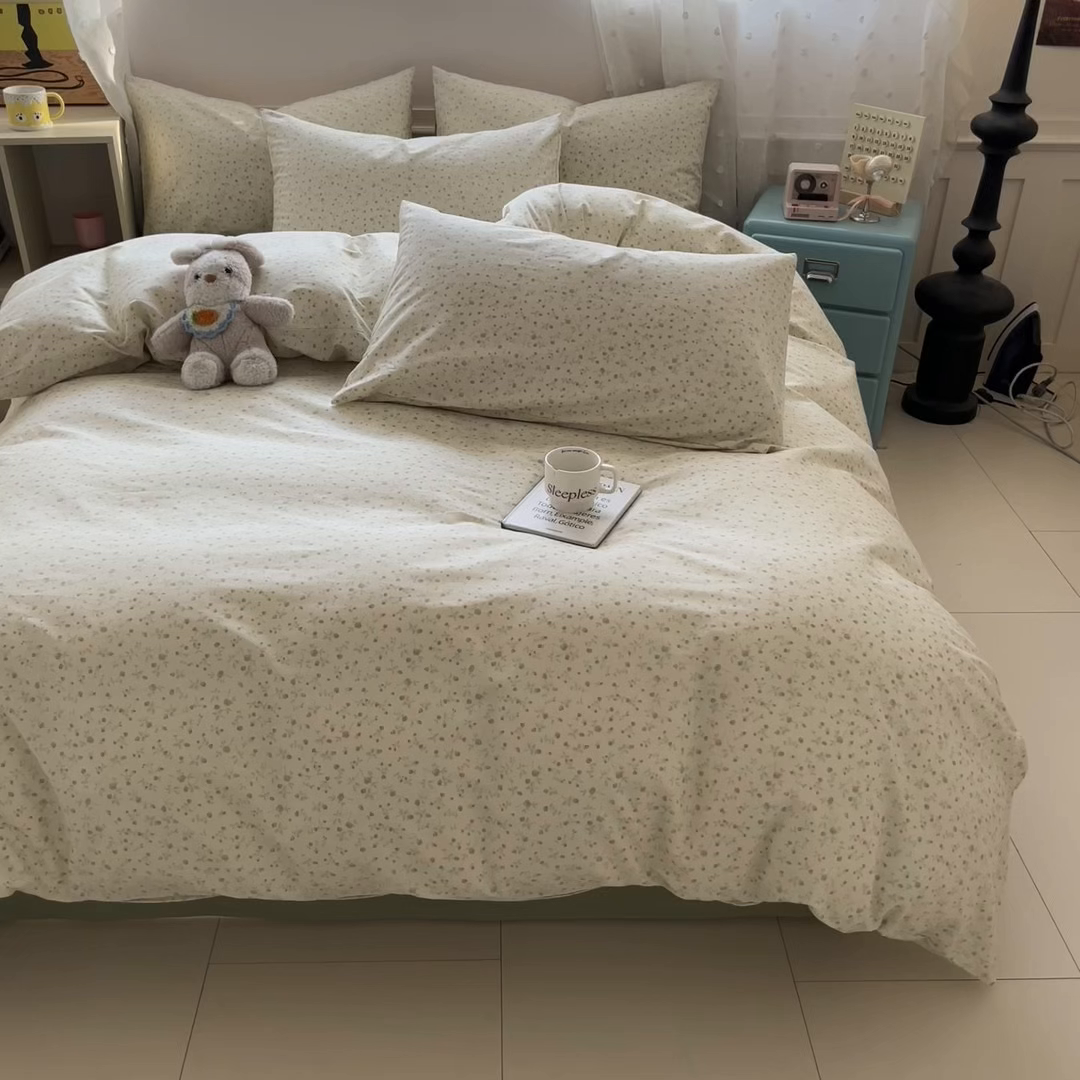 91家纺网 家纺一手货源 找家纺 柠馨 2026春夏新款13372全棉纯棉印花四件套-芙拉系列 舞纱