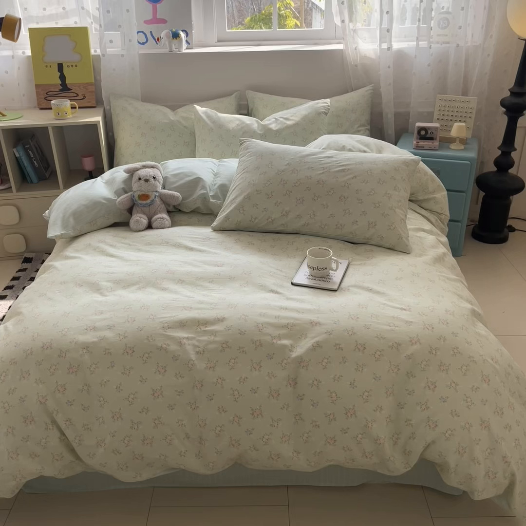 91家纺网 家纺一手货源 找家纺 柠馨 2026春夏新款13372全棉纯棉印花四件套-芙拉系列 舒荷