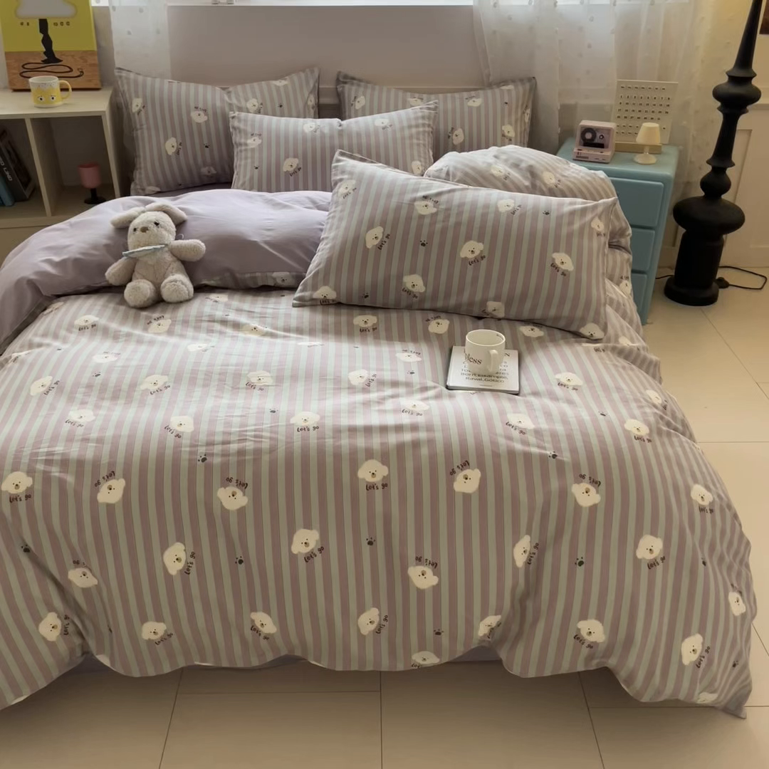 91家纺网 家纺一手货源 找家纺 柠馨 2026春夏新款13372全棉纯棉印花四件套-芙拉系列 棉花星球