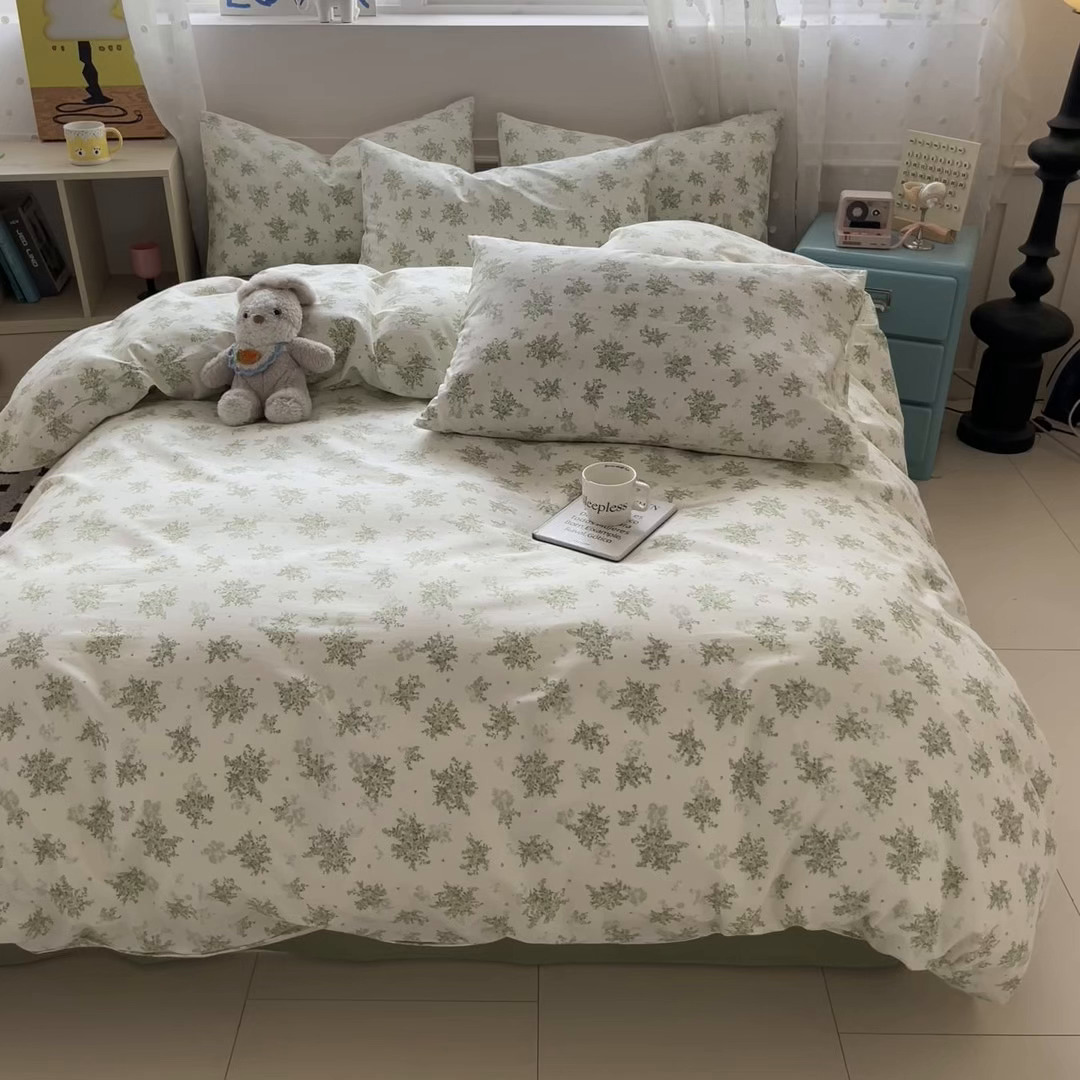 91家纺网 家纺一手货源 找家纺 柠馨 2026春夏新款13372全棉纯棉印花四件套-芙拉系列 流岚