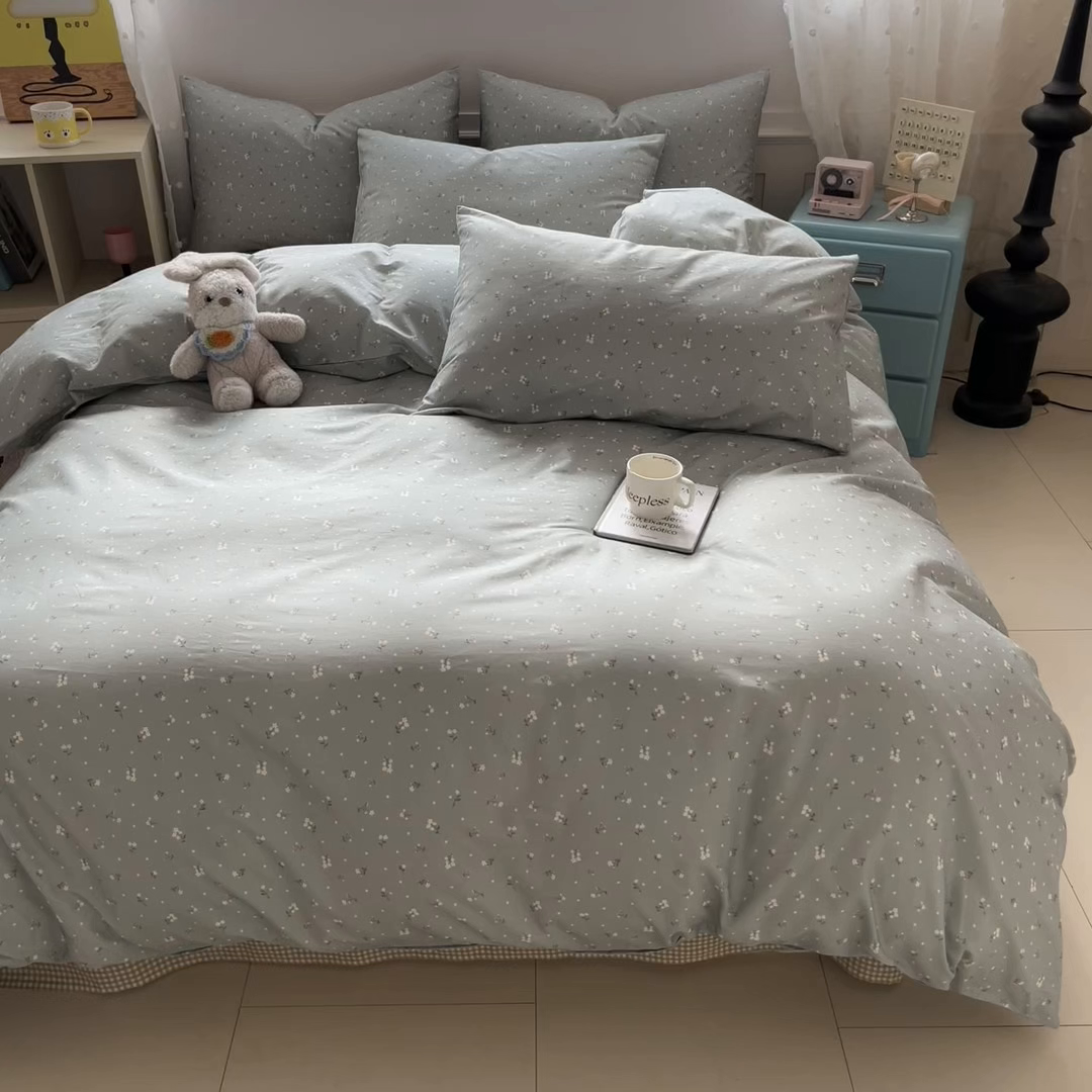 91家纺网 家纺一手货源 找家纺 柠馨 2026春夏新款13372全棉纯棉印花四件套-芙拉系列 瑾熙