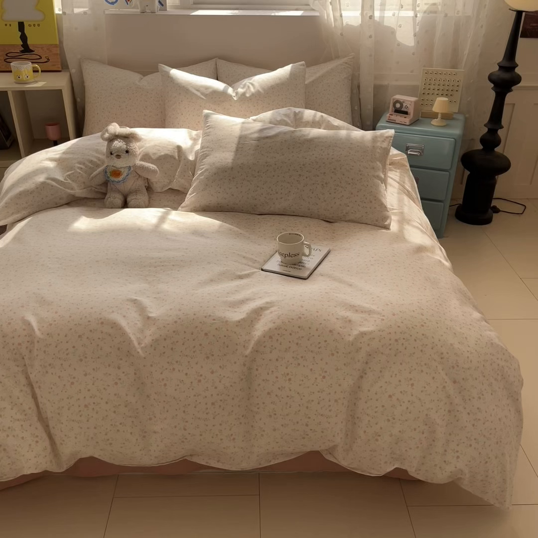 91家纺网 家纺一手货源 找家纺 柠馨 2026春夏新款13372全棉纯棉印花四件套-芙拉系列 绵密