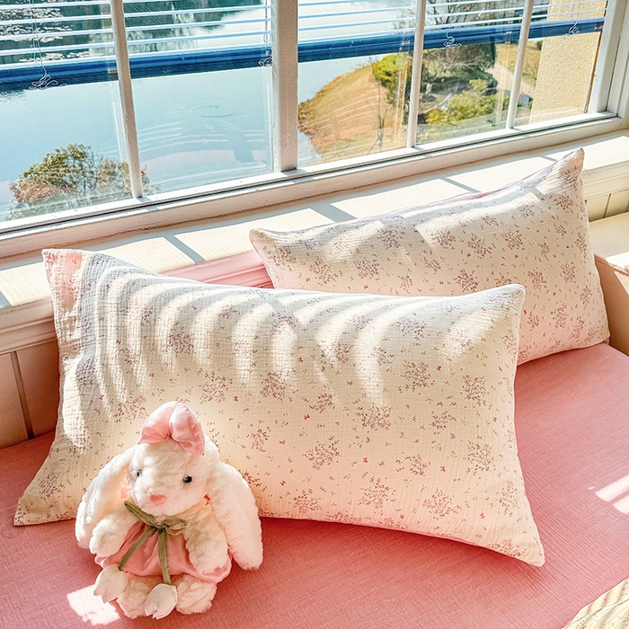 91家纺网 家纺一手货源 找家纺 木楌家居 2026新款A类全棉皱皱纱印花四件套 春日集