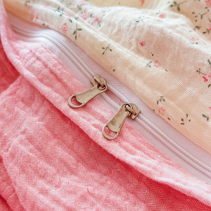 91家纺网 家纺一手货源 找家纺 木楌家居 2026新款A类全棉皱皱纱印花四件套 春日集