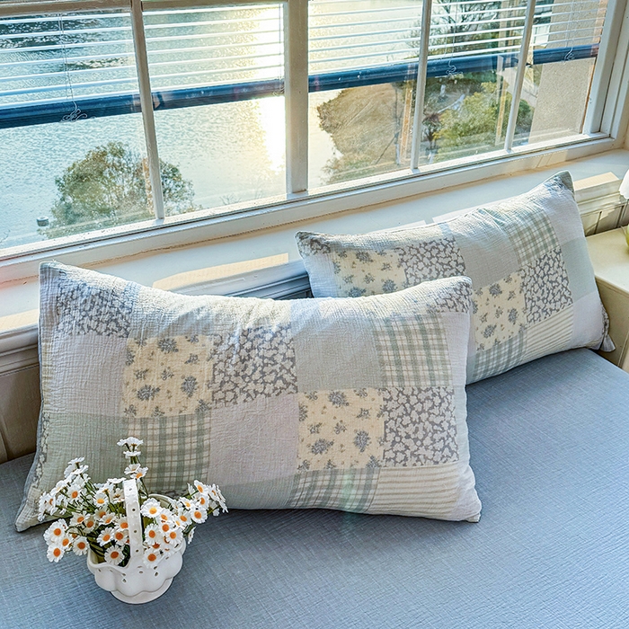 91家纺网 家纺一手货源 找家纺 木楌家居 2026新款A类全棉皱皱纱印花四件套 浅夏  兰