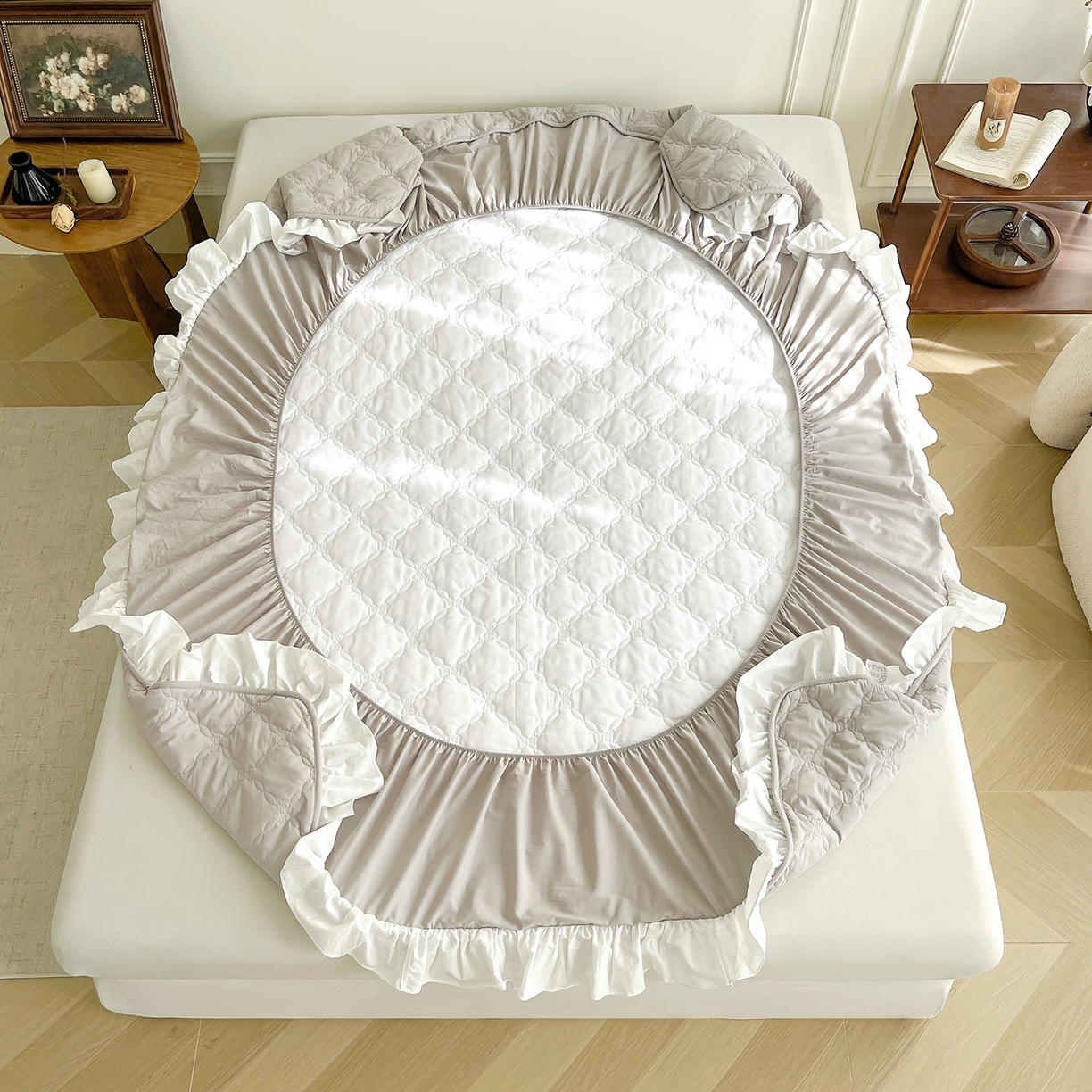 91家纺网 家纺一手货源 找家纺 （总）沐纯家居 2026新款A类全棉纯棉水洗棉新疆棉花少女风花边单床笠