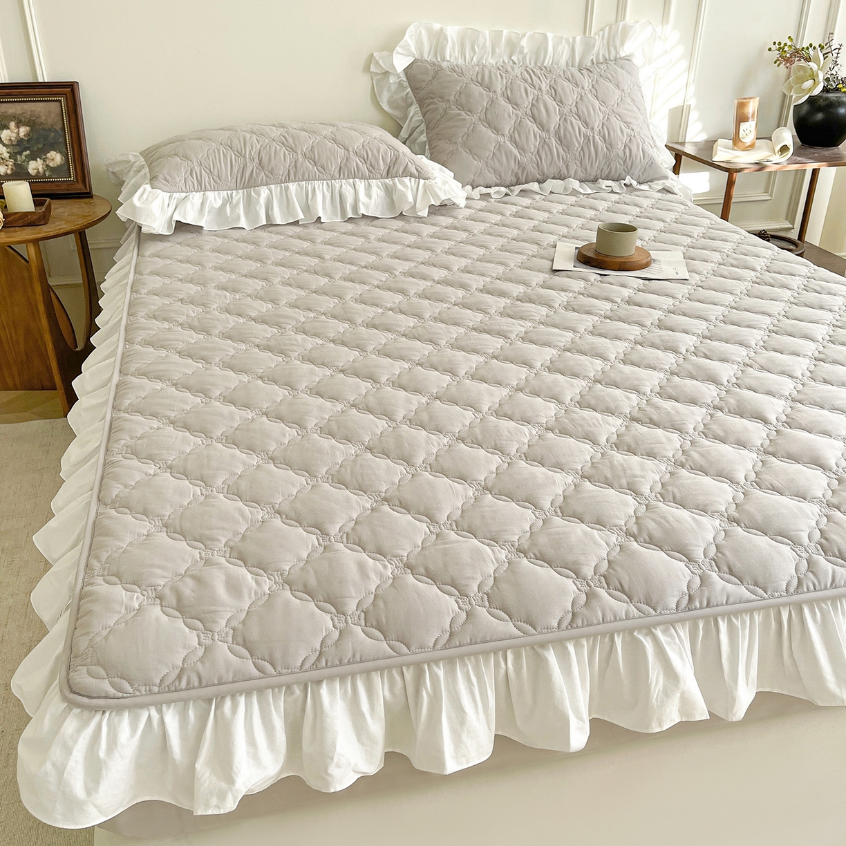 91家纺网 家纺一手货源 找家纺 （总）沐纯家居 2026新款A类全棉纯棉水洗棉新疆棉花少女风花边单床笠