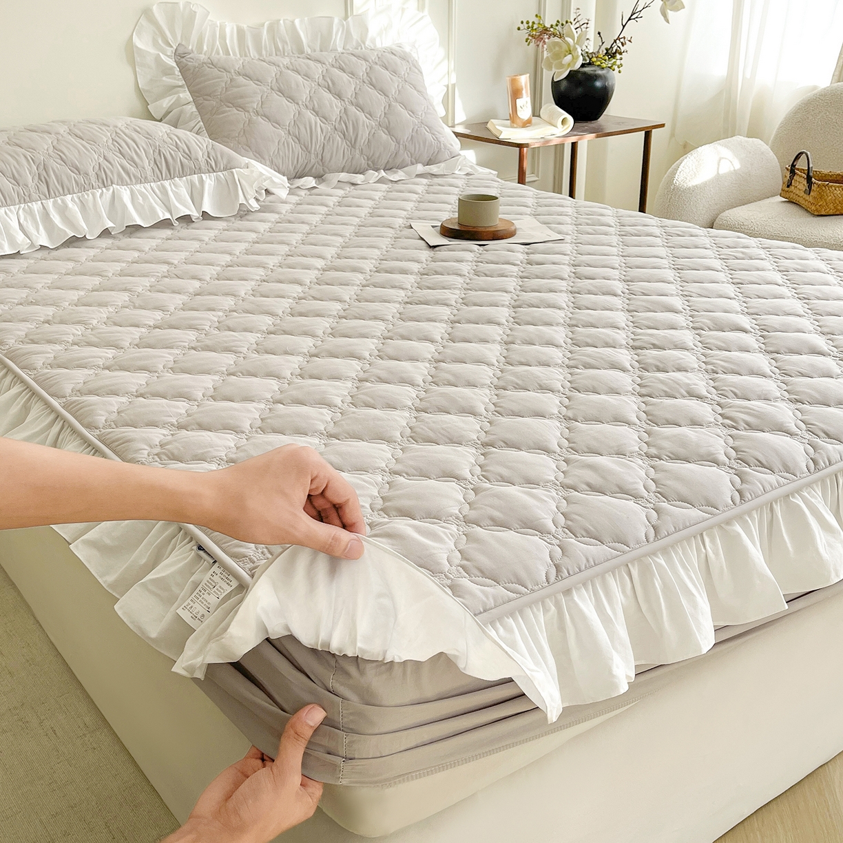 91家纺网 家纺一手货源 找家纺 （总）沐纯家居 2026新款A类全棉纯棉水洗棉新疆棉花少女风花边单床笠