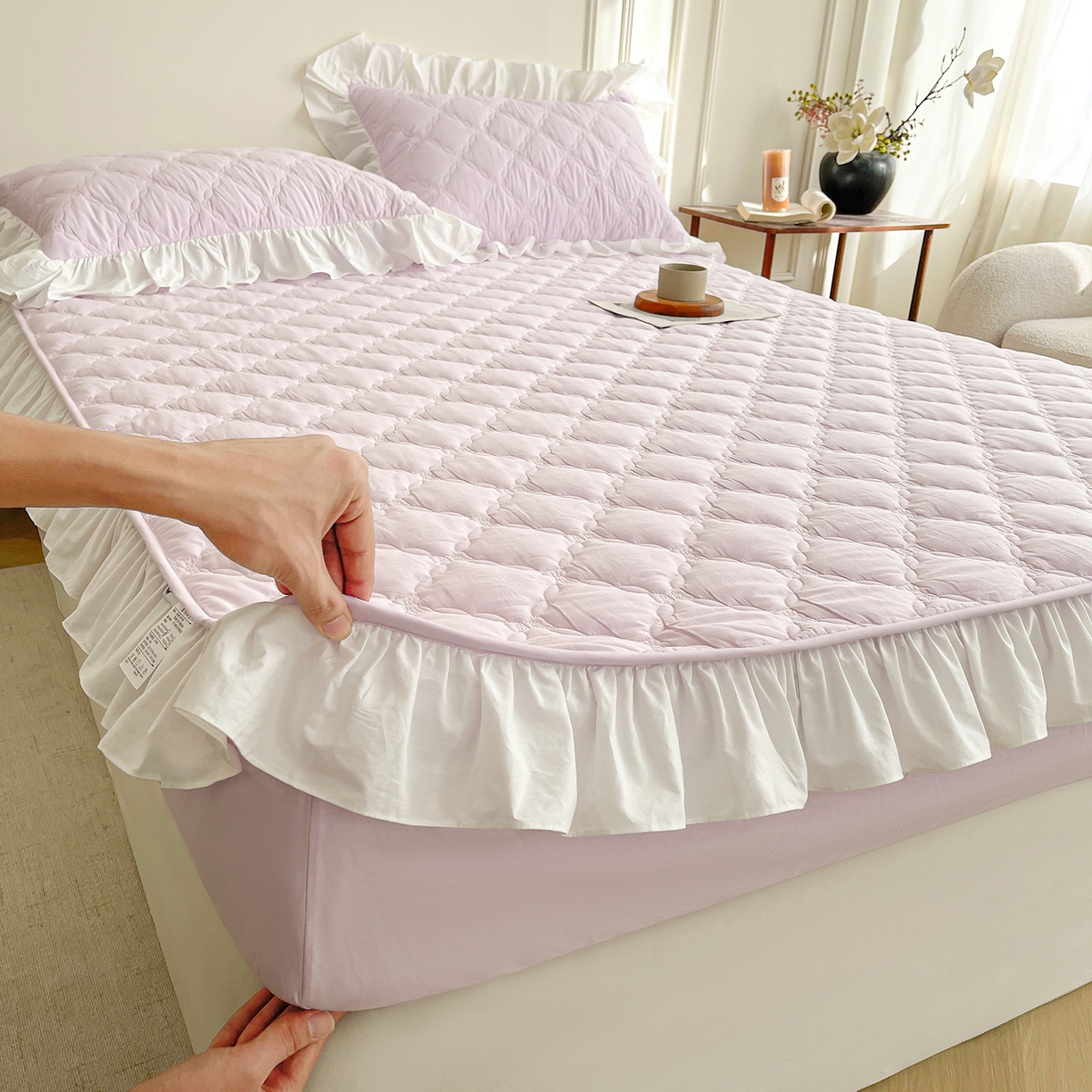 91家纺网 家纺一手货源 找家纺 （总）沐纯家居 2026新款A类全棉纯棉水洗棉新疆棉花少女风花边单床笠