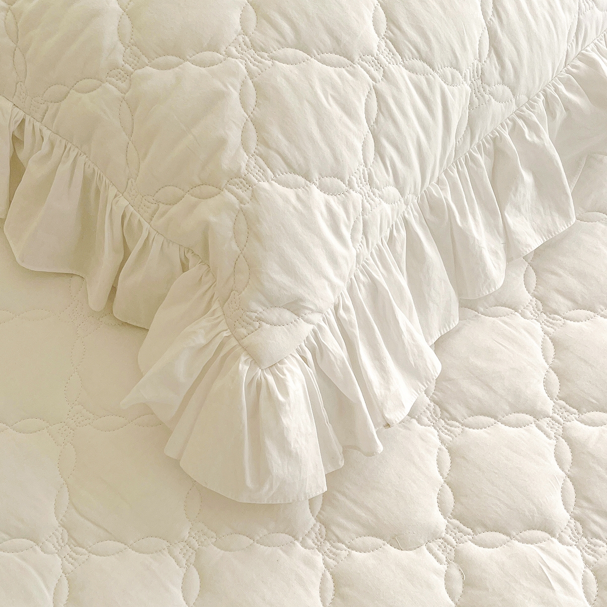 91家纺网 家纺一手货源 找家纺 沐纯家居 2026新款A类全棉纯棉水洗棉新疆棉花少女风花边单床笠 贵族白