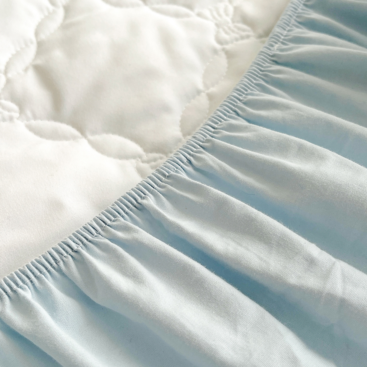 91家纺网 家纺一手货源 找家纺 沐纯家居 2026新款A类全棉纯棉水洗棉新疆棉花少女风花边单床笠 晴空蓝