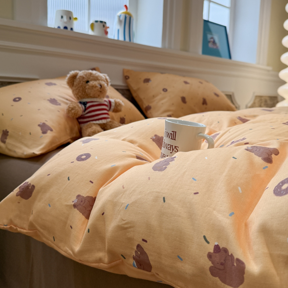 91家纺网 家纺一手货源 找家纺 （总）塞纳 2026新款.全棉有氧双层纱四件套-场景一